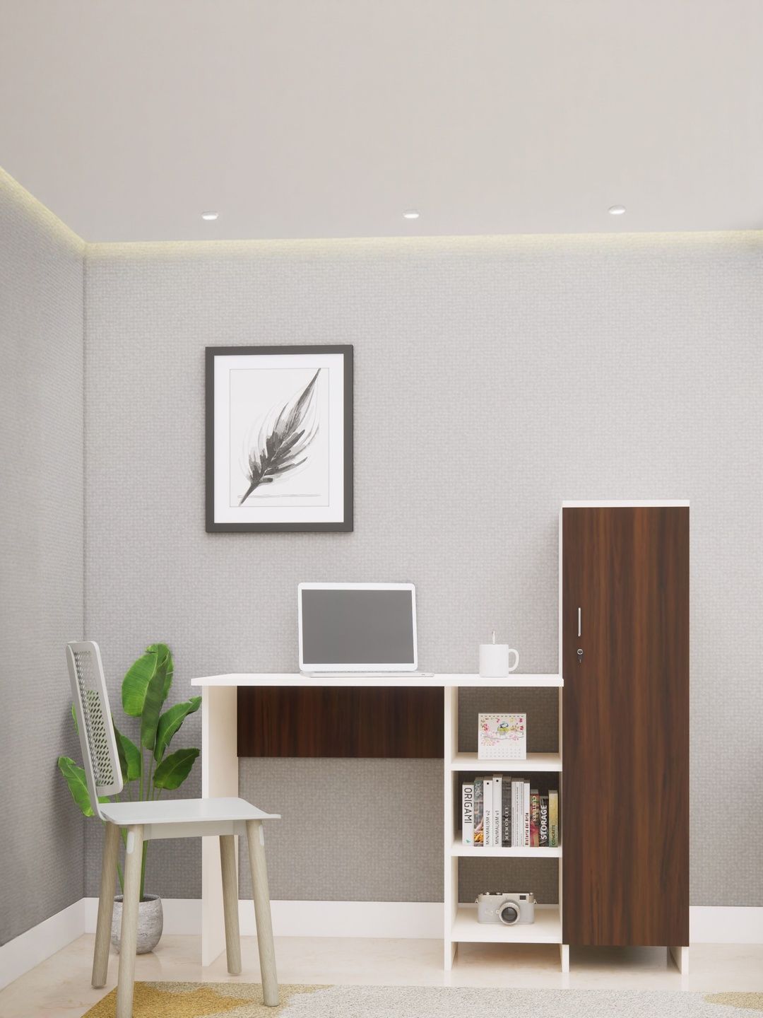 SPECIALITY PANELS White & Brown Engineered Wood Study Table