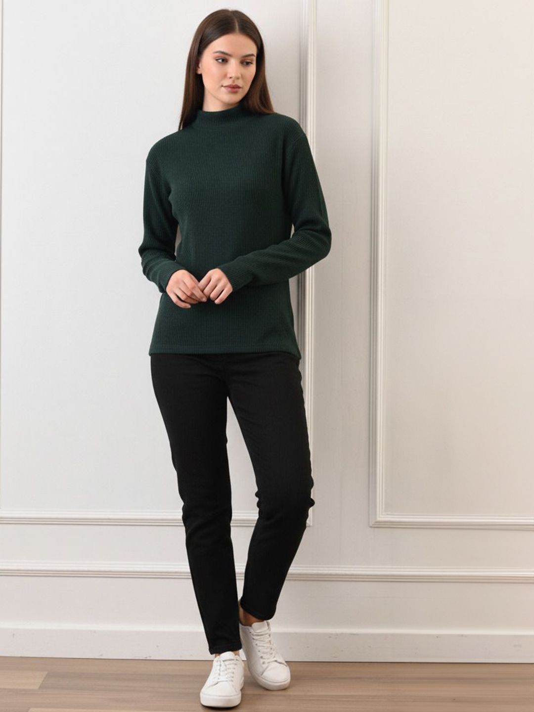 Mast & Harbour Self Design High Neck Cotton Pullover Sweatshirt-picture-32