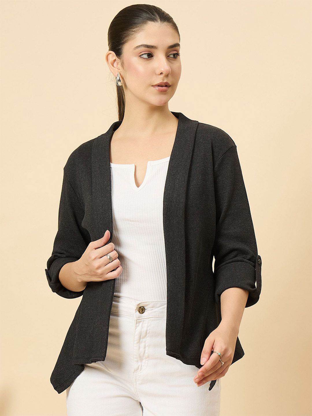 LE BOURGEOIS Mandarin Collar Long Sleeves Shrug-picture-51