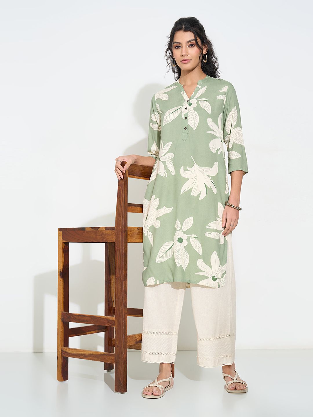 RANGMANCH BY PANTALOONS Floral Printed A-Line Kurta-picture-39