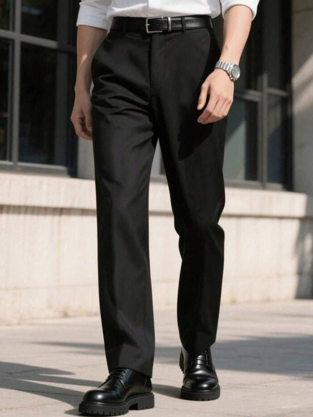 BROADSTAR Men Mid-Rise Flat-Front Formal Trousers-picture-47