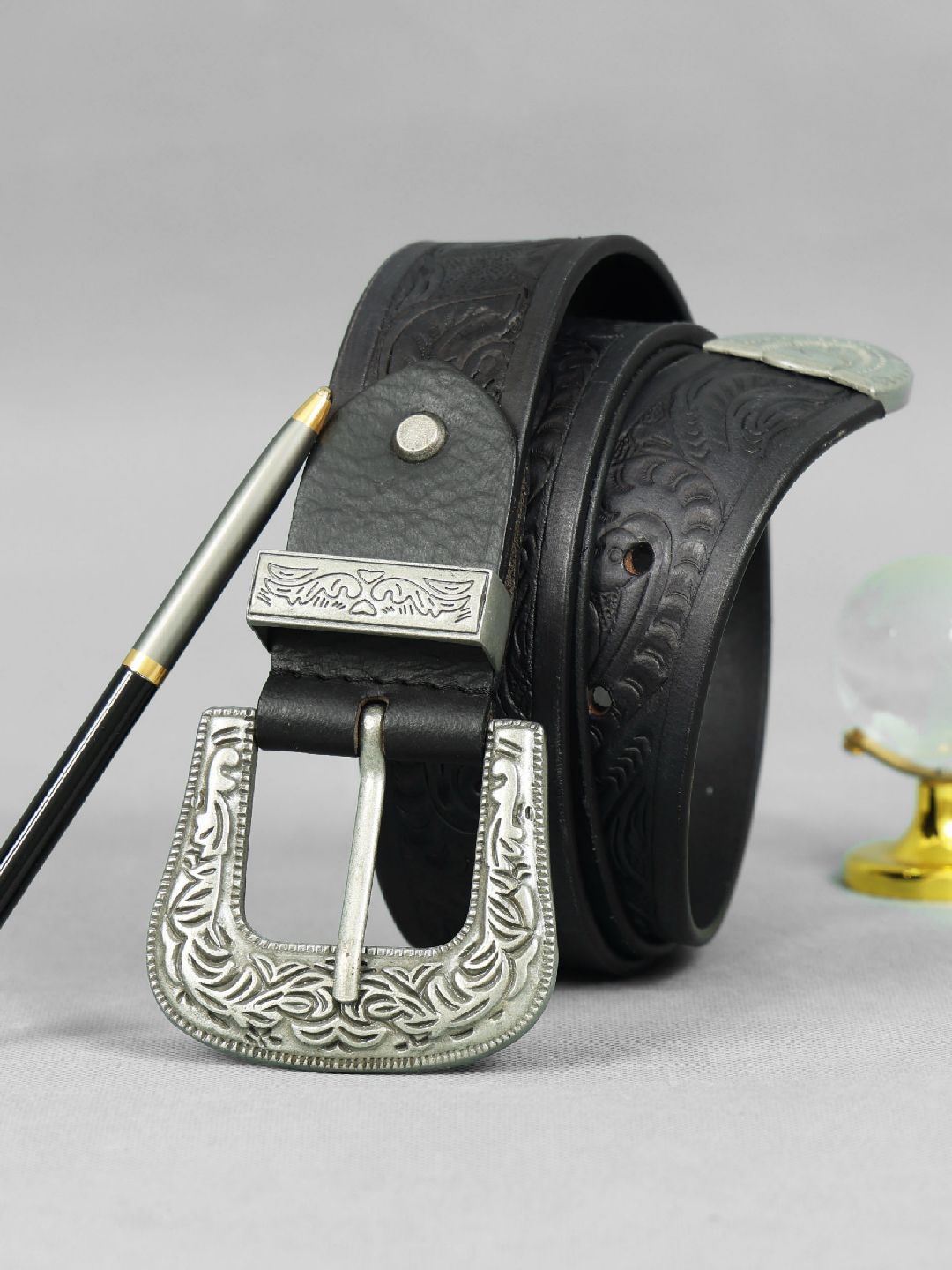 Celtic Men Textured Leather Belt-image-6