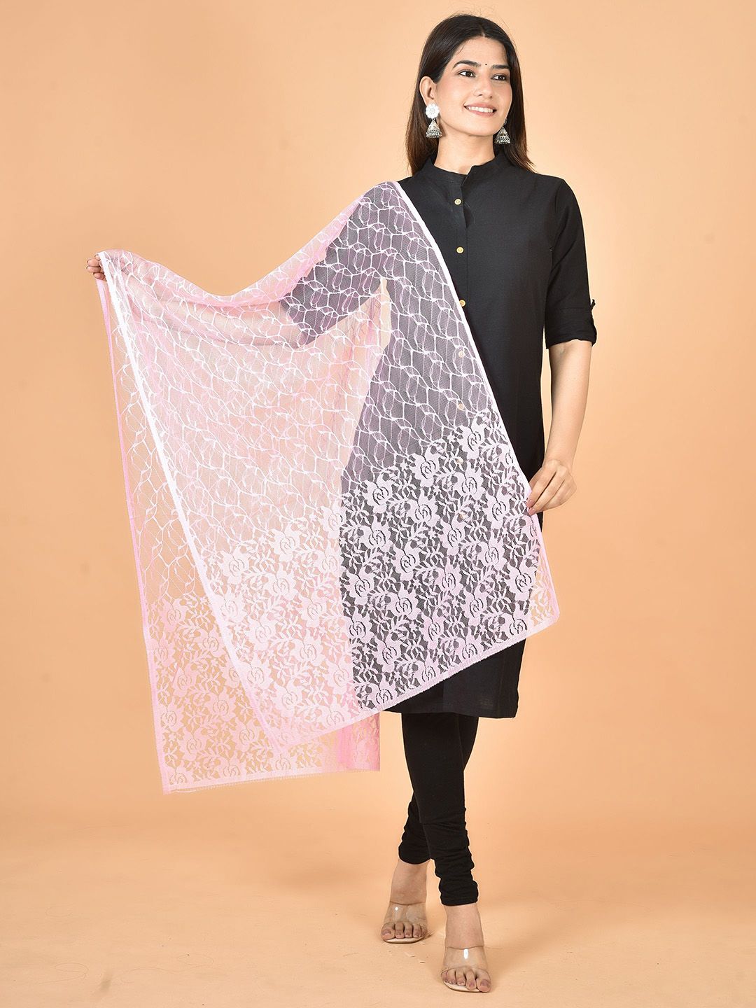 Nakoda Creation Floral Self Design Net Dupatta-picture-0