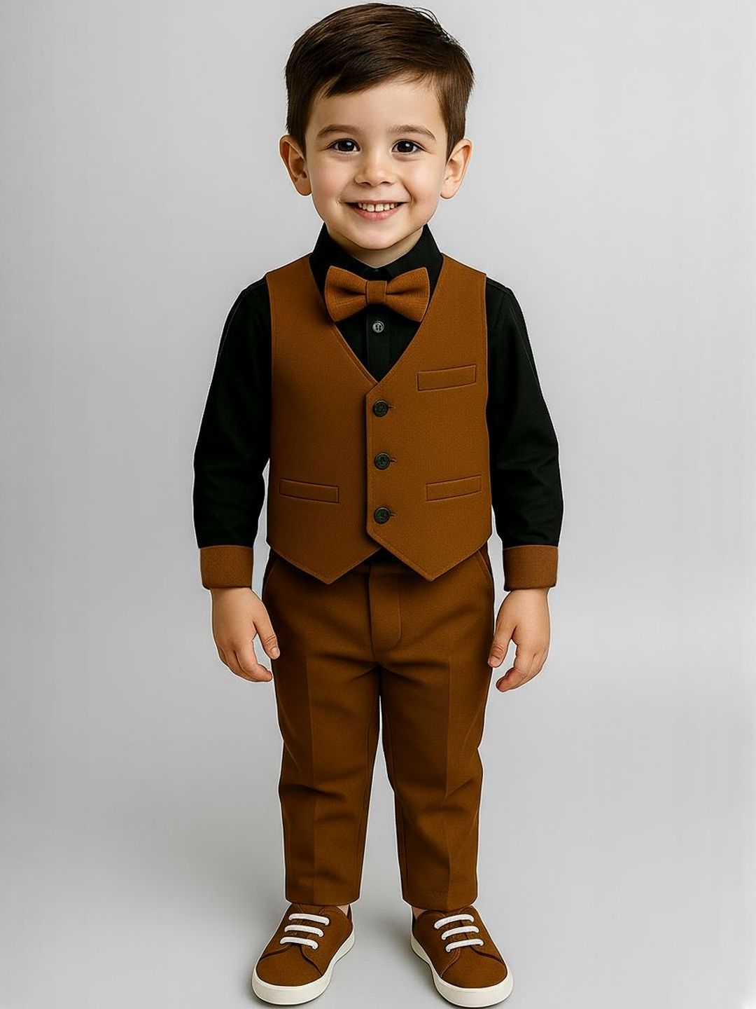 STINITY Boys Cotton Blend Shirt & Trousers With Waist Coat-image-38