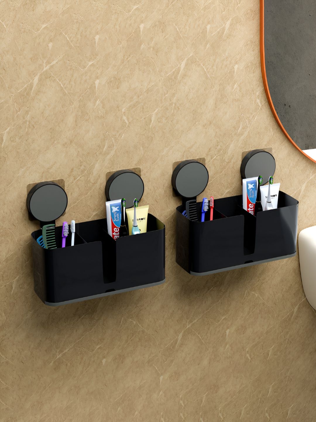 Aura Black 2 Pieces Self-Adhesive Toothpaste Holder-picture-52