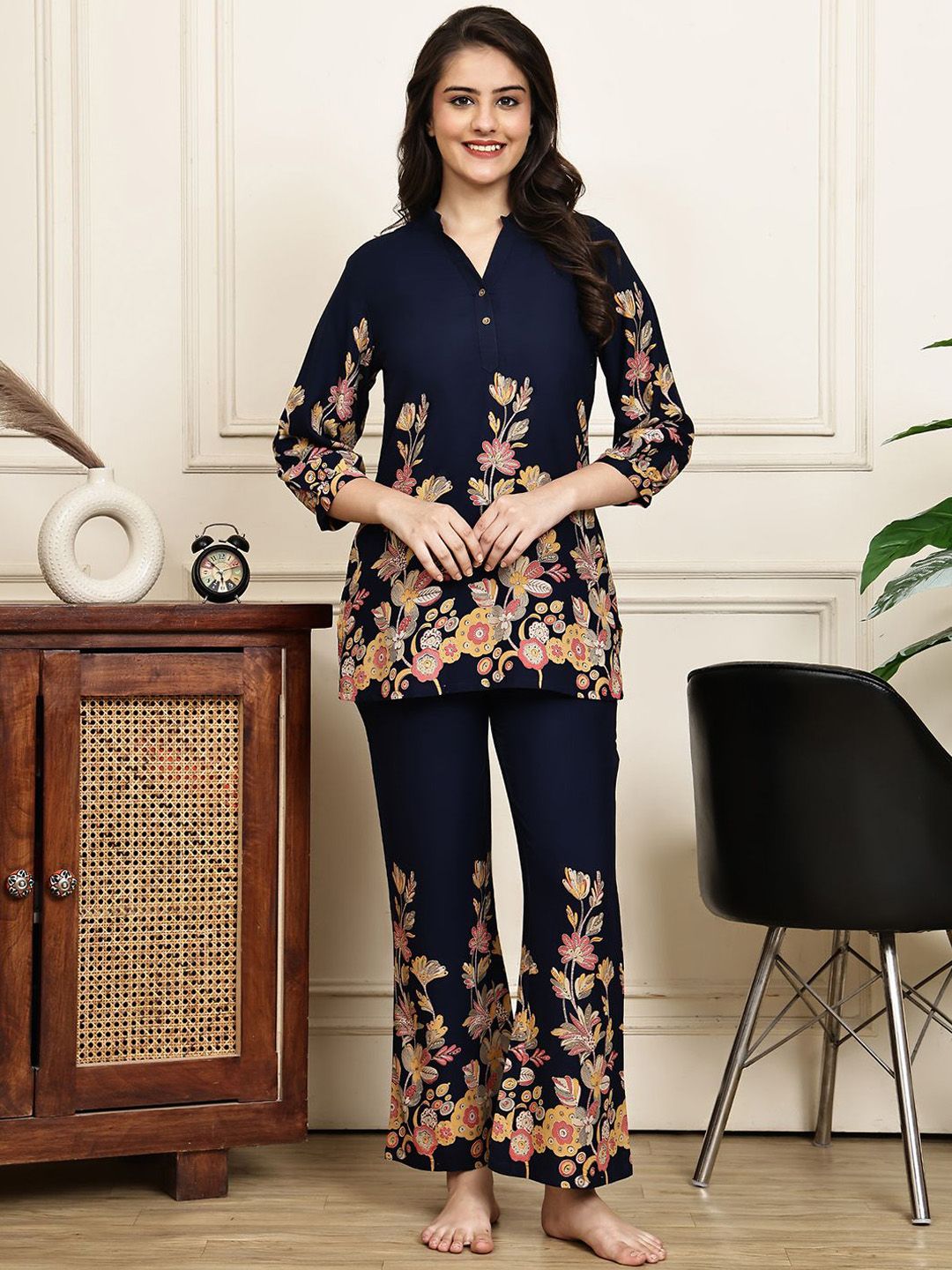 Claura Floral Printed Top With Pyjama-picture-37