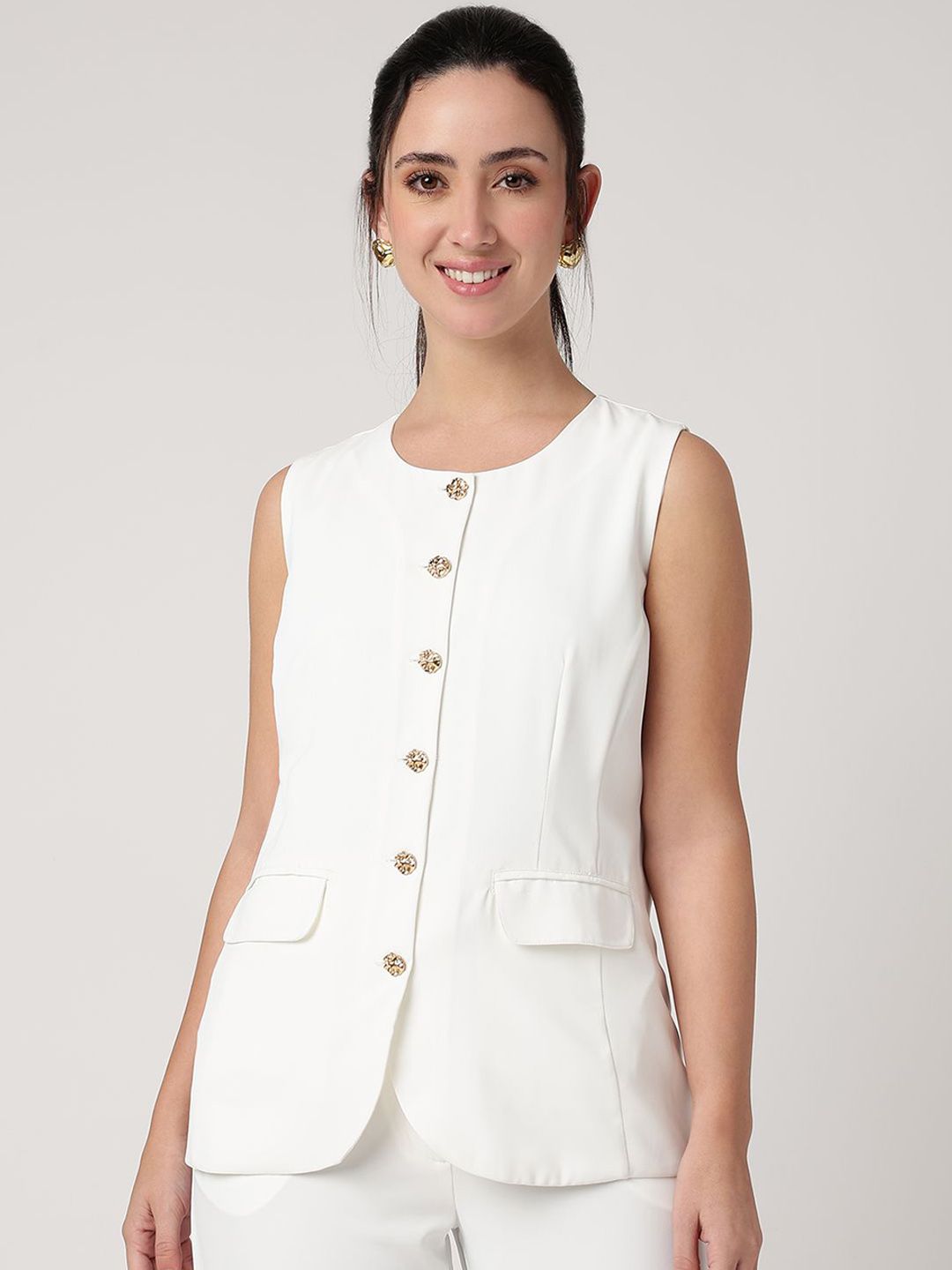 Strong And Brave Round Neck Waistcoat-image-1