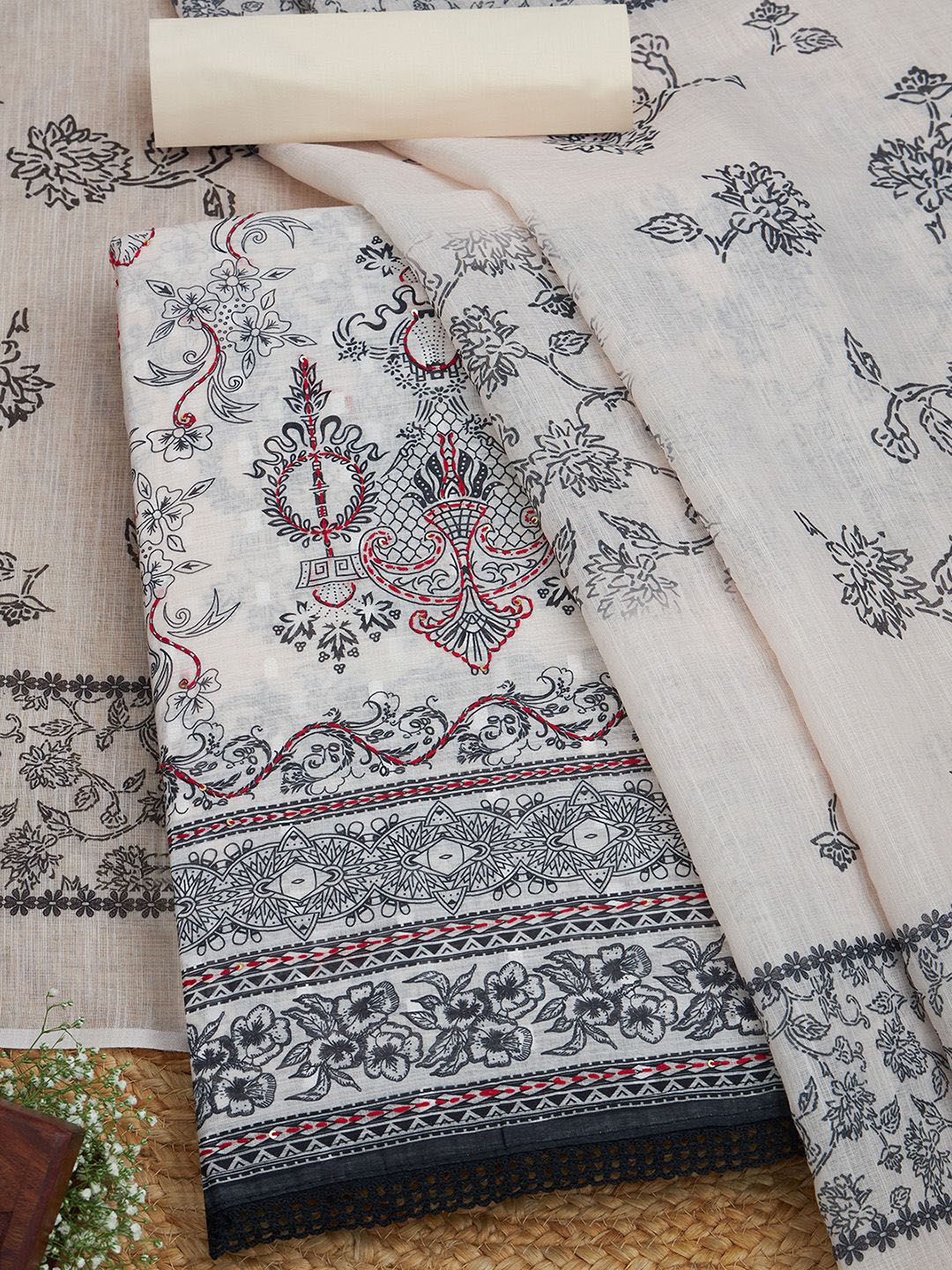 Soch Printed Linen Unstitched Dress Material