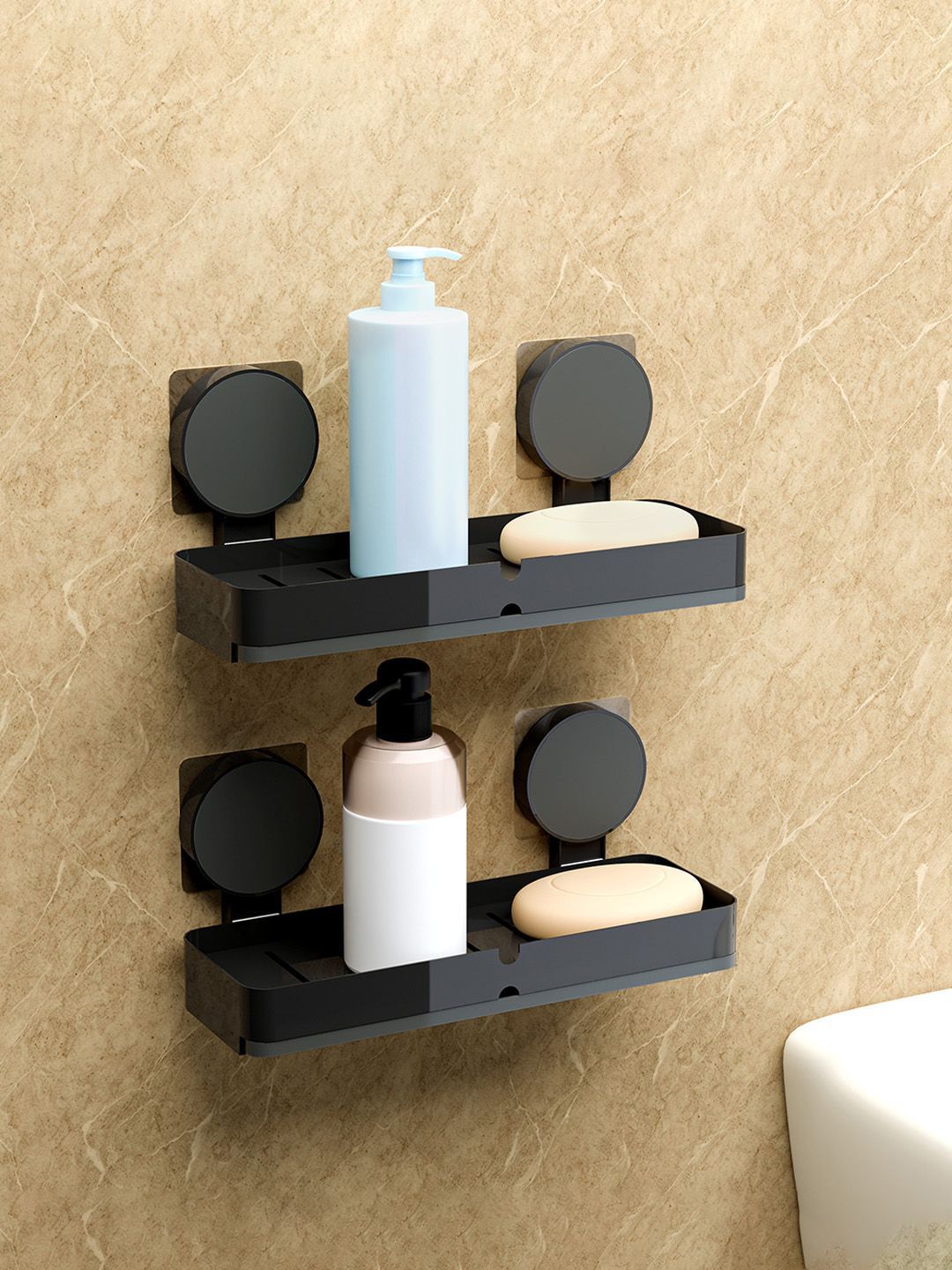 Kuber Industries Black 2 piece Solid Plastic Soap Dish-picture-49