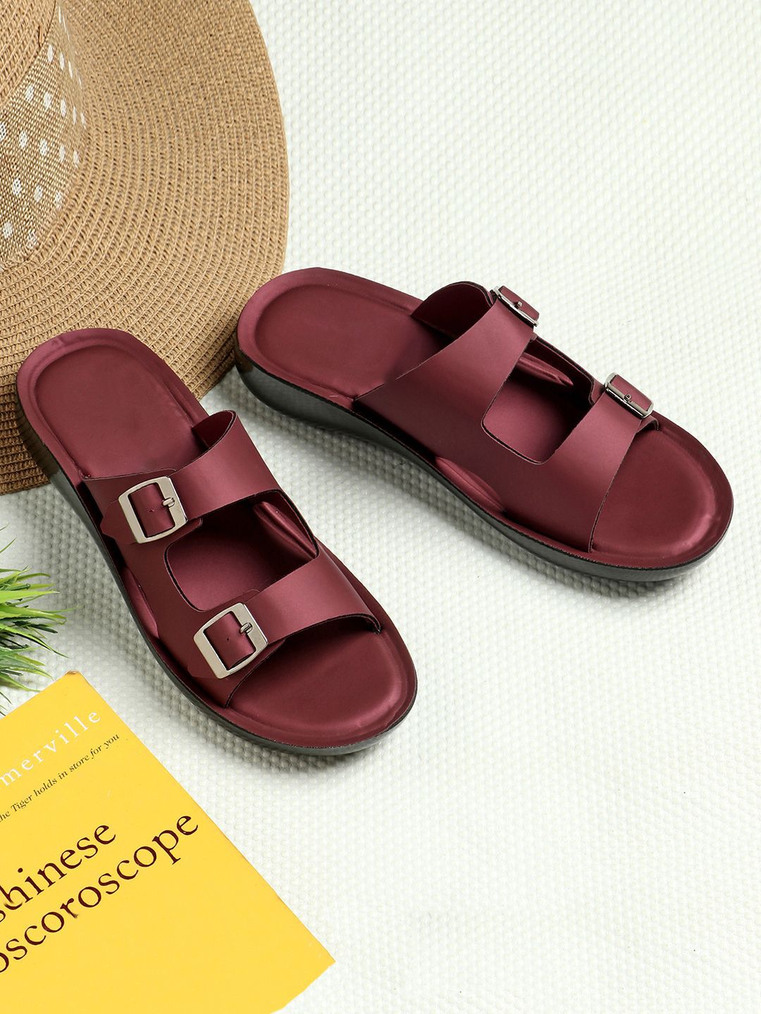 SCHOOZI Women Open Toe Flats with Buckles-picture-9