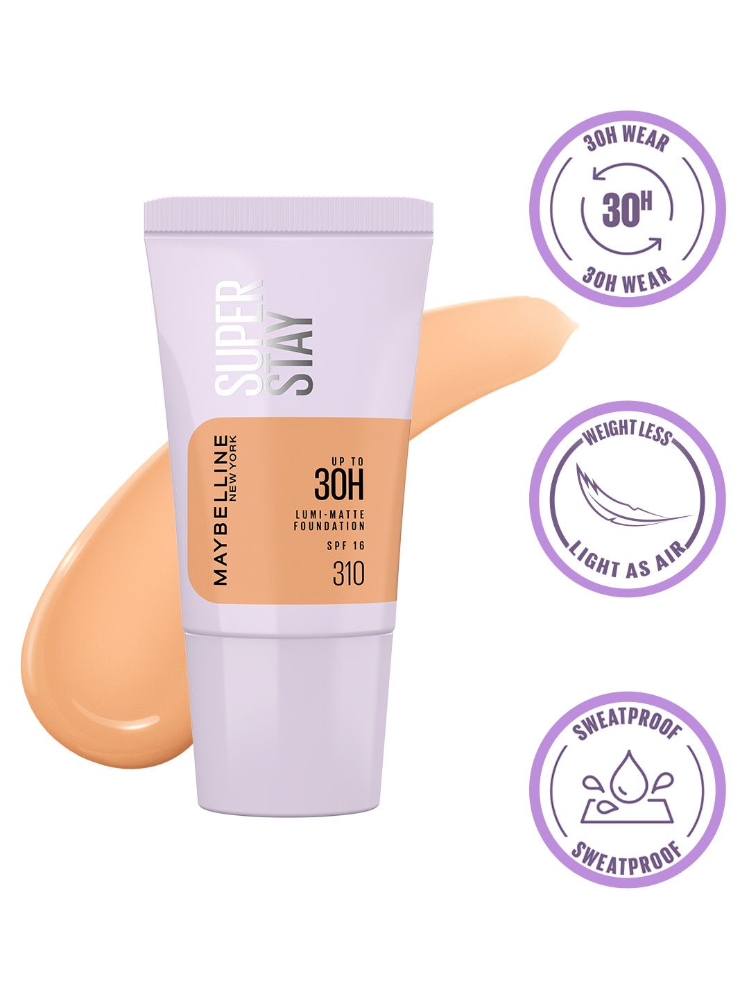 Maybelline New York Super Stay Lumi Matte SPF 16 Liquid Foundation 18g - 310-image-24