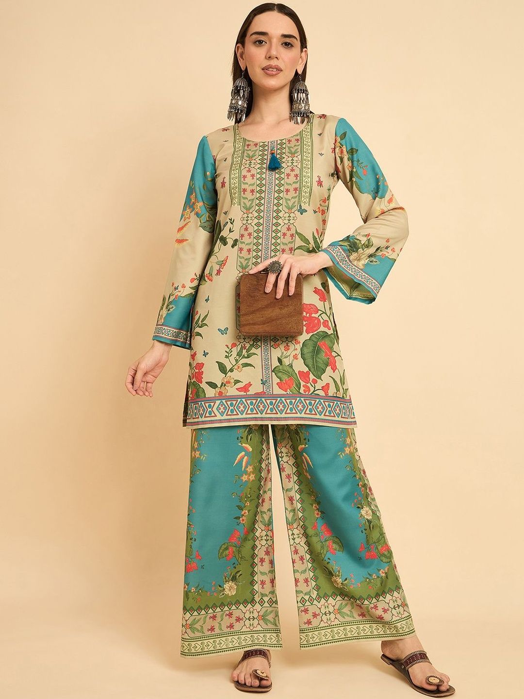 Anouk Rustic Women Ethnic Motifs Printed Round Neck Straight Kurta with Palazzos-picture-38