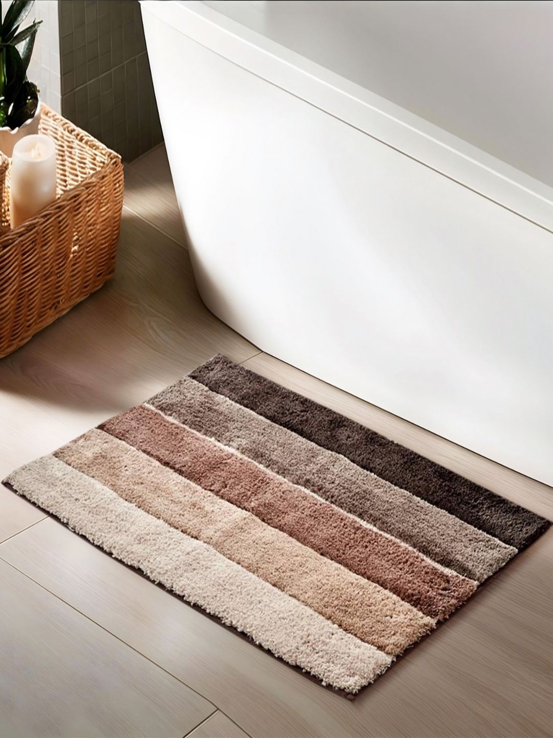 Home Centre Senegal Brown & Beige Striped Anti-Slip 1850 GSM Bath Mat-picture-13