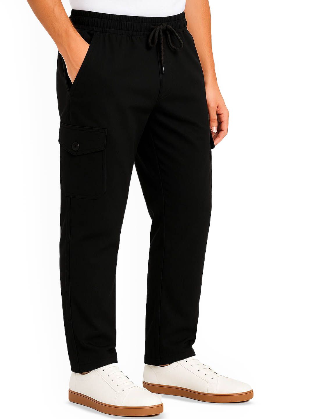 MULTIWA Men Relaxed Straight Leg Straight Fit High-Rise Cargos Trousers-picture-21