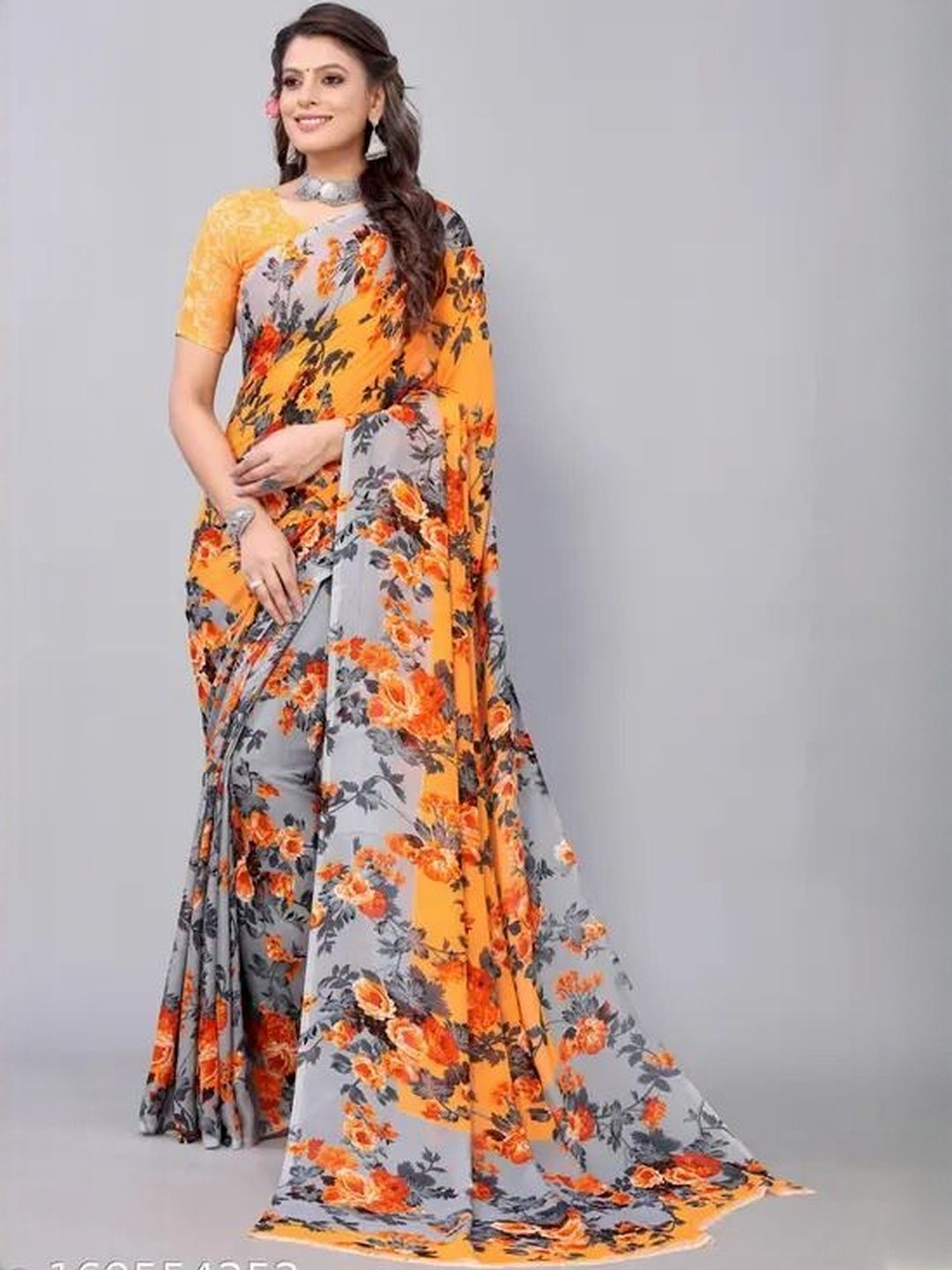 Moda Rapido Women Floral Print Pure Georgette Saree-picture-37
