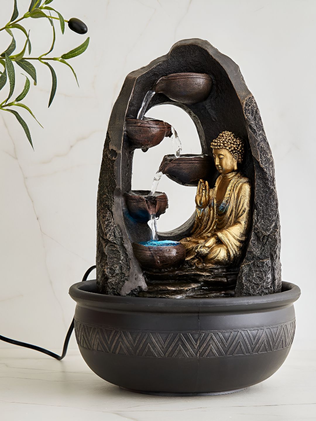 Home Centre Alpine Modern Grey Textured Buddha Water Fountain-picture-25