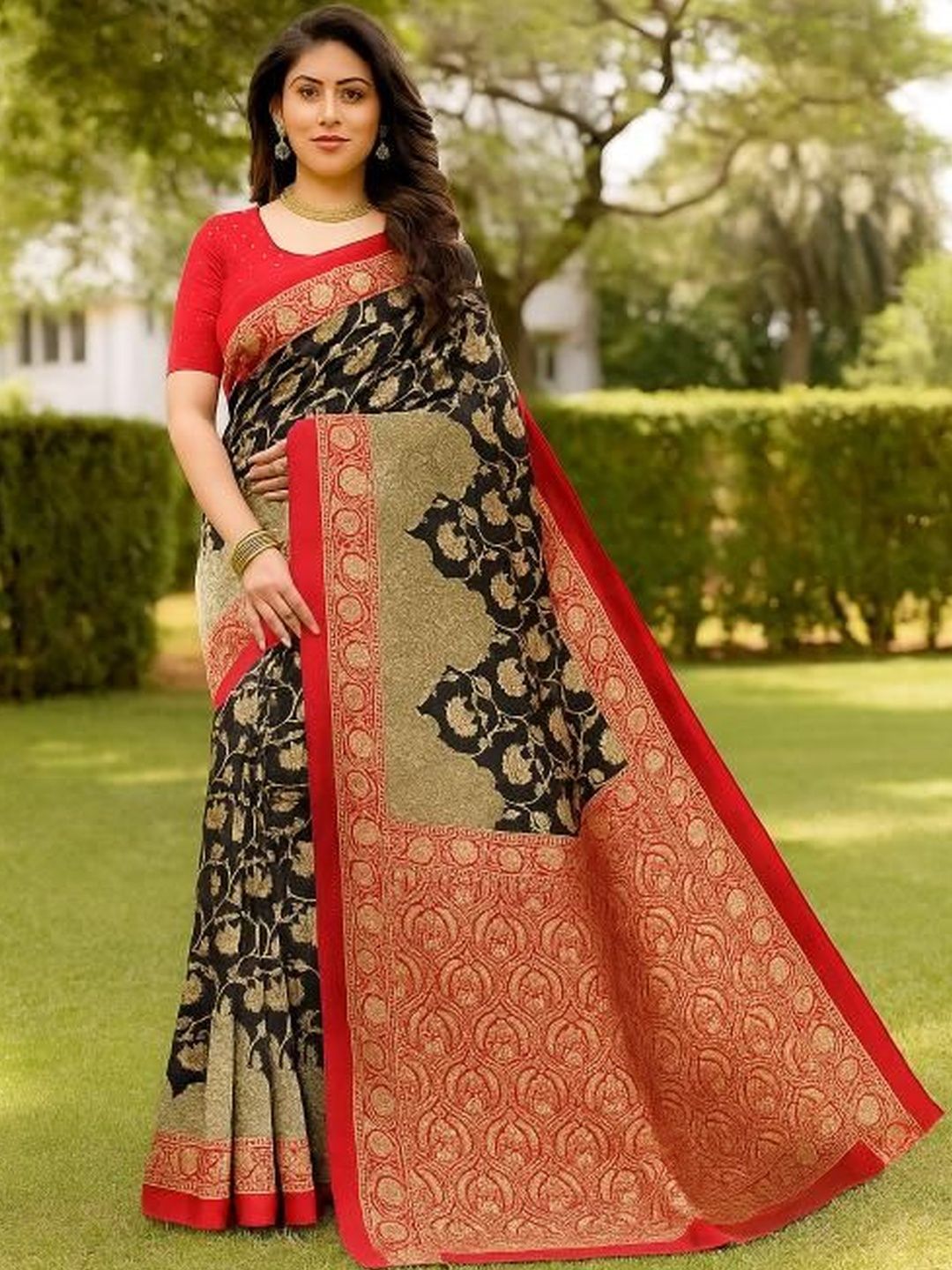 Moda Rapido Black Art Silk Printed Sarees-image-19