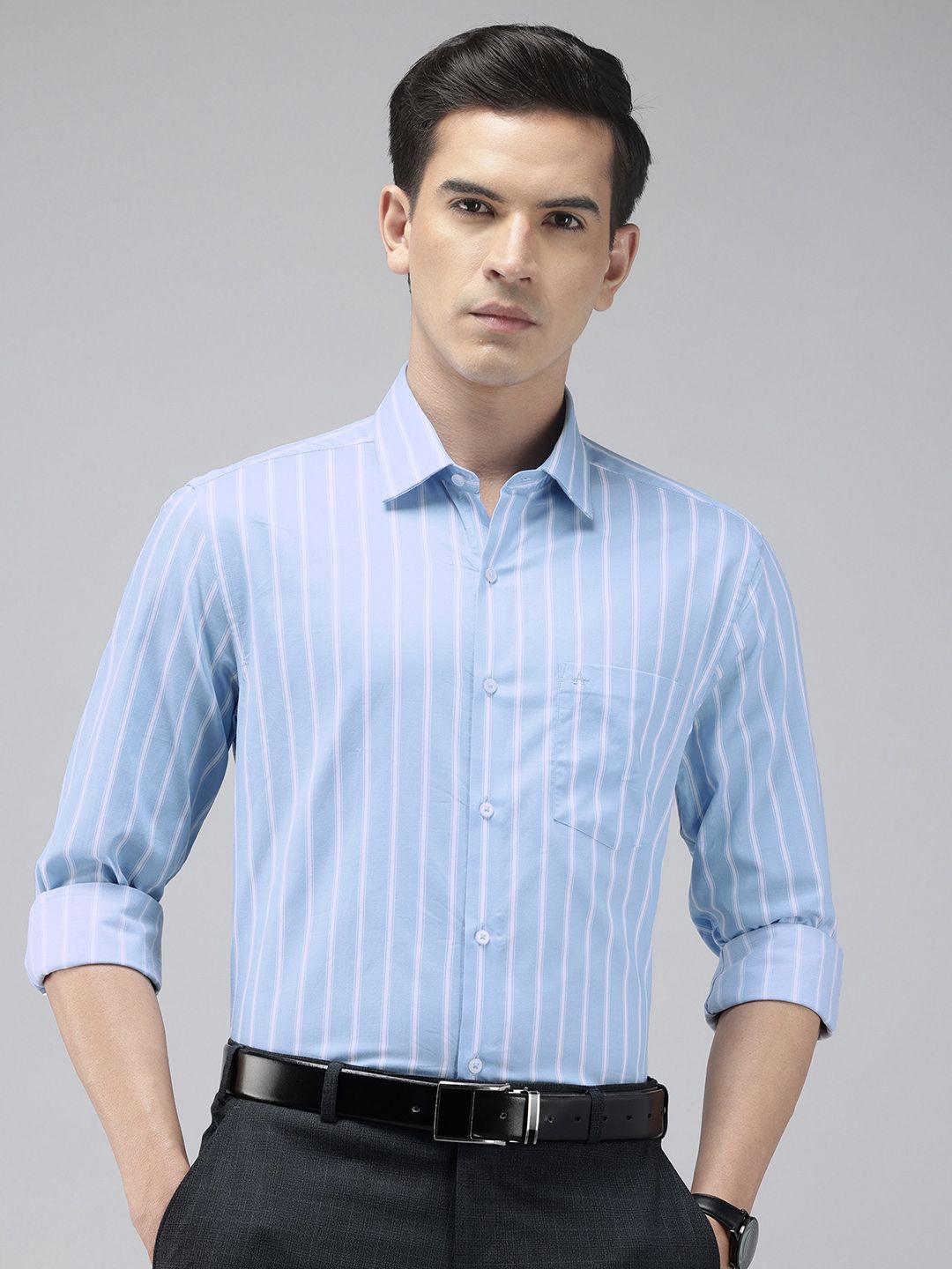 Arrow Manhattan Slim Fit Striped Pure Cotton Formal Shirt-picture-25