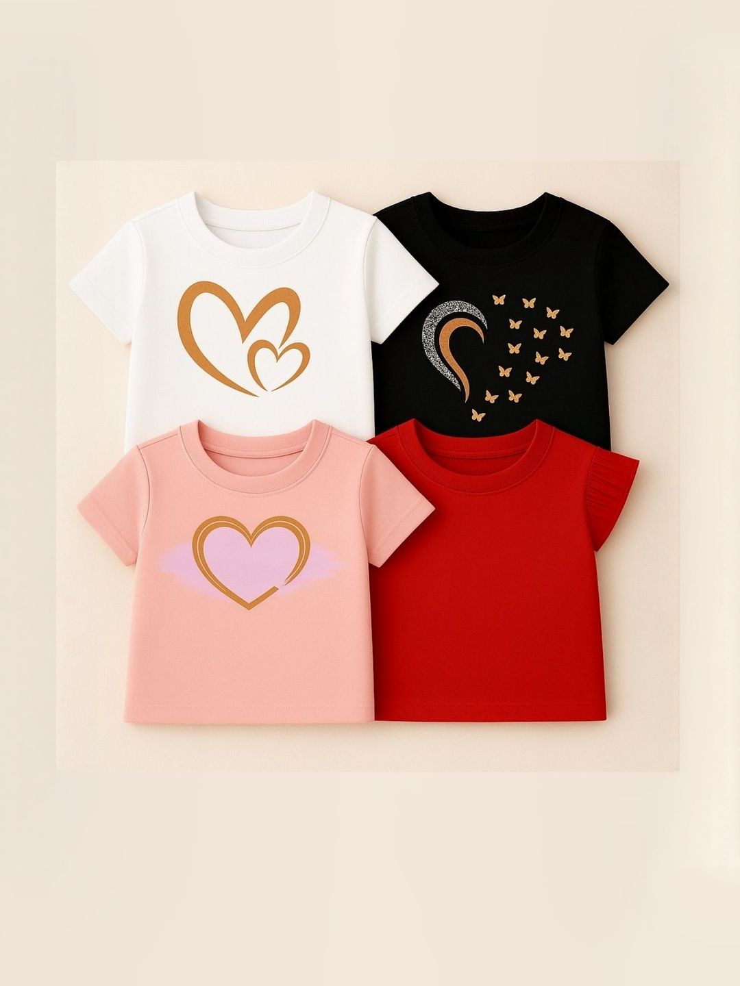 Luke & Lilly Girls Pack of 4 Conversational Printed Cotton T-shirts-picture-32