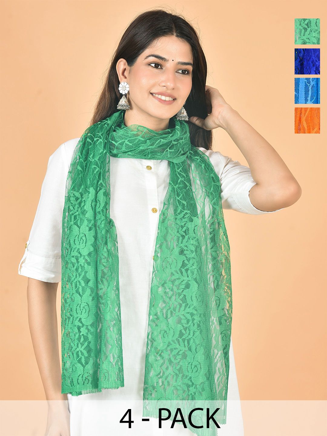 Nakoda Creation Selection Of 4 Floral Self Design Net Dupattas-picture-18