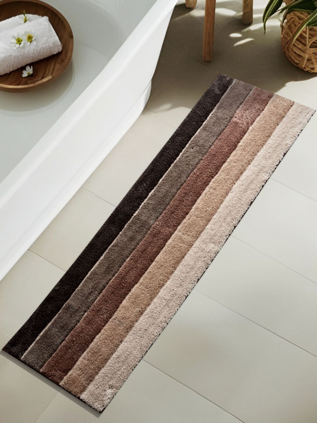 Home Centre Senegal Beige & Brown Striped Anti-Slip Bath Runner-picture-25