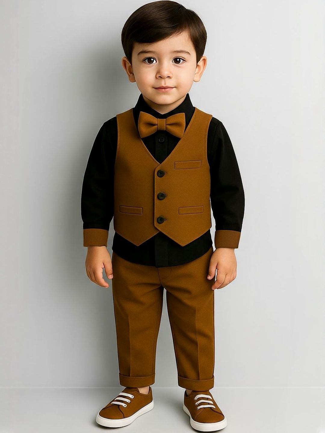 TOGEPI Boys Cotton Brown Shirt With Trousers-picture-19