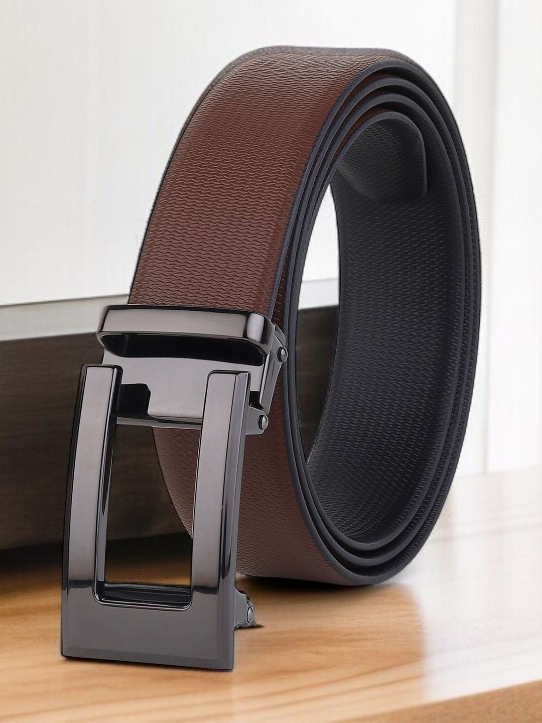 Metronaut Men Textured Leather Reversible Belt-picture-22