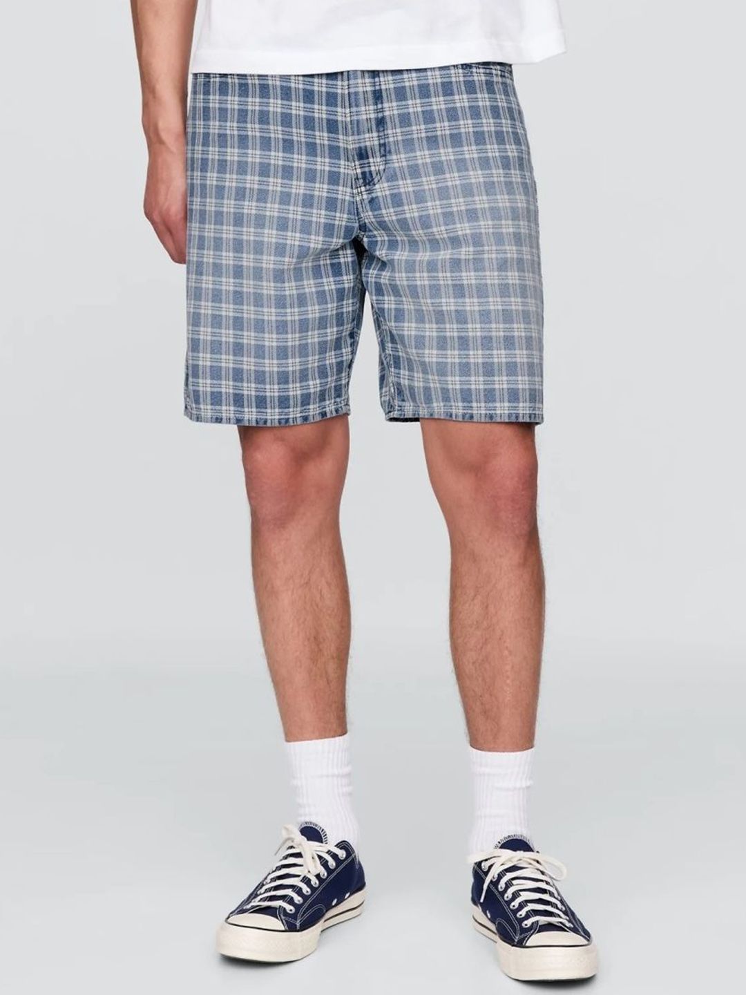 GAP Men Checked Cotton Mid-Rise Bermuda Shorts-image-18