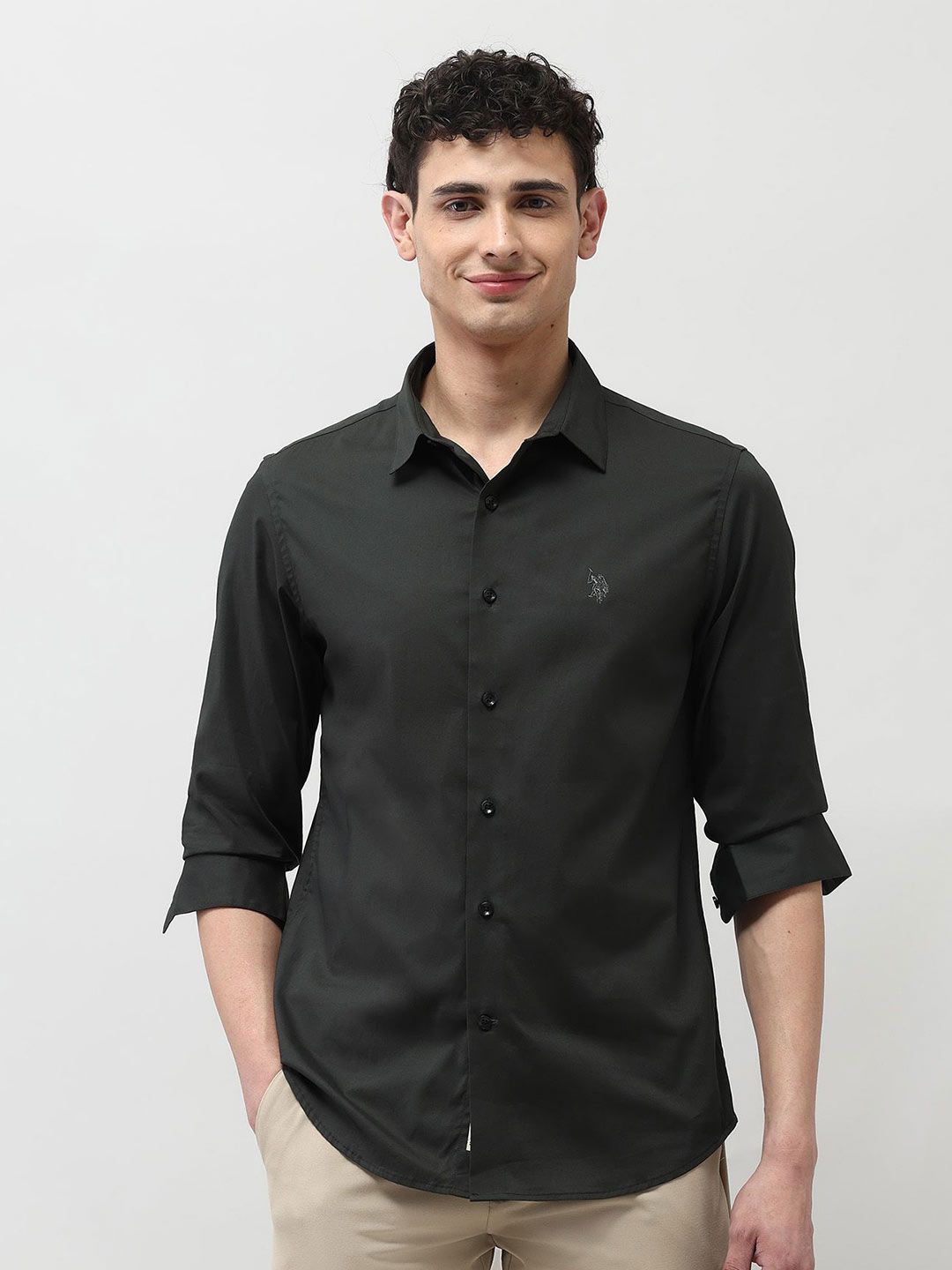 U.S. Polo Assn. Denim Co. Men Solid Spread Collar Regular Fit Cotton Casual Shirt-picture-11