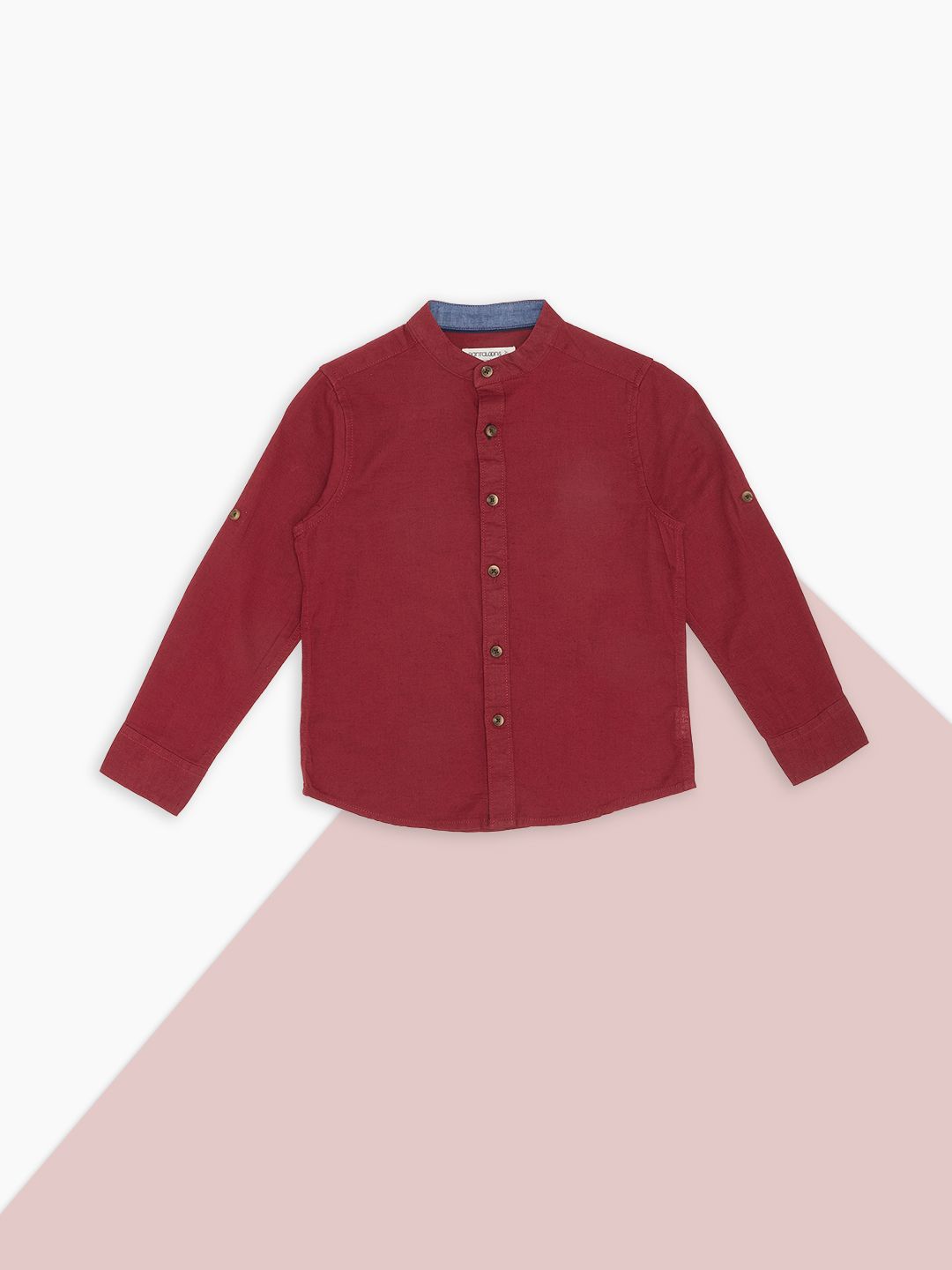 Pantaloons Junior Boys Solid Band Collar Cotton Casual Shirt-picture-16