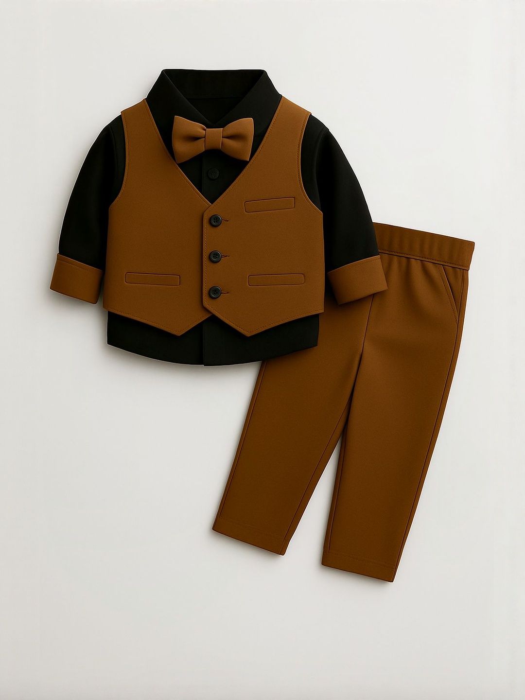 TOGEPI Boys Pure Cotton Brown Party Wear Suit Set-picture-33