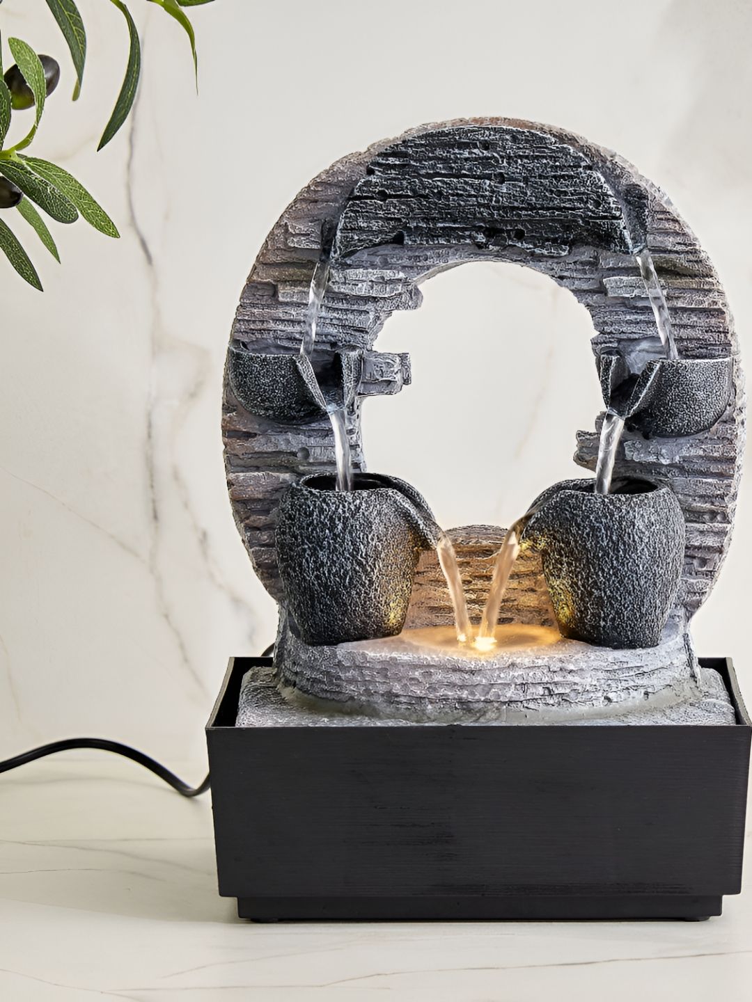 Home Centre Alpine Modern Grey Textured Dual Side Water Fountain-image-28