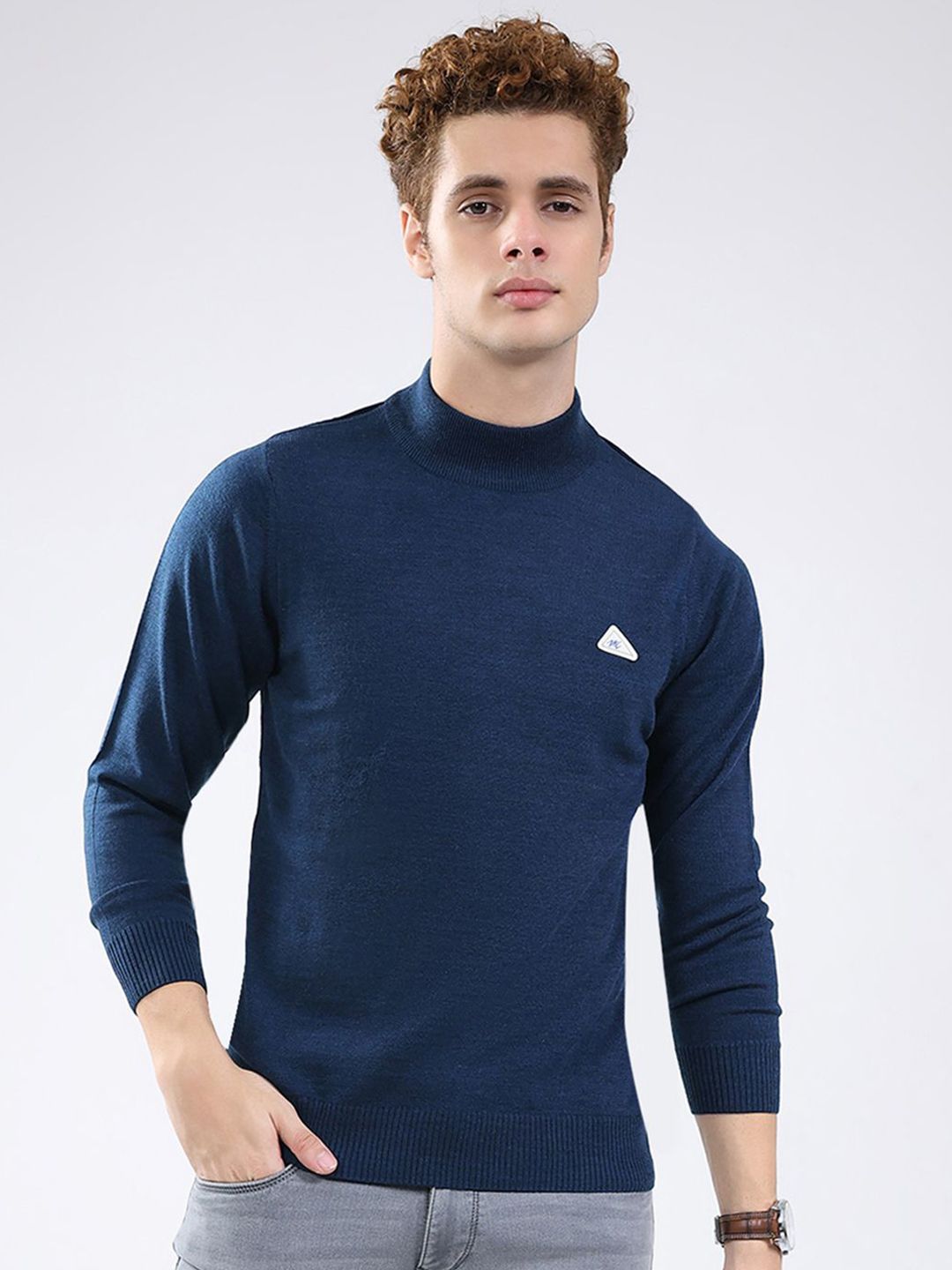 Monte Carlo Men Mock Collar Full Sleeve Pullover Sweater-image-32