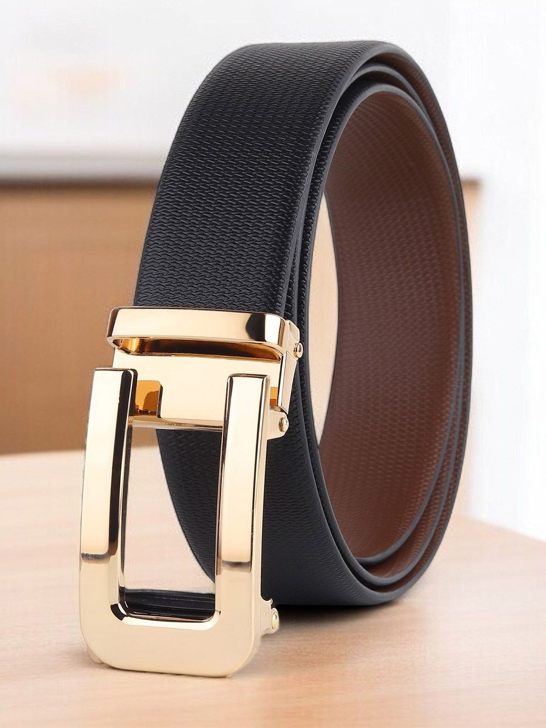 Metronaut Men Textured Leather Reversible Formal Belt-picture-24
