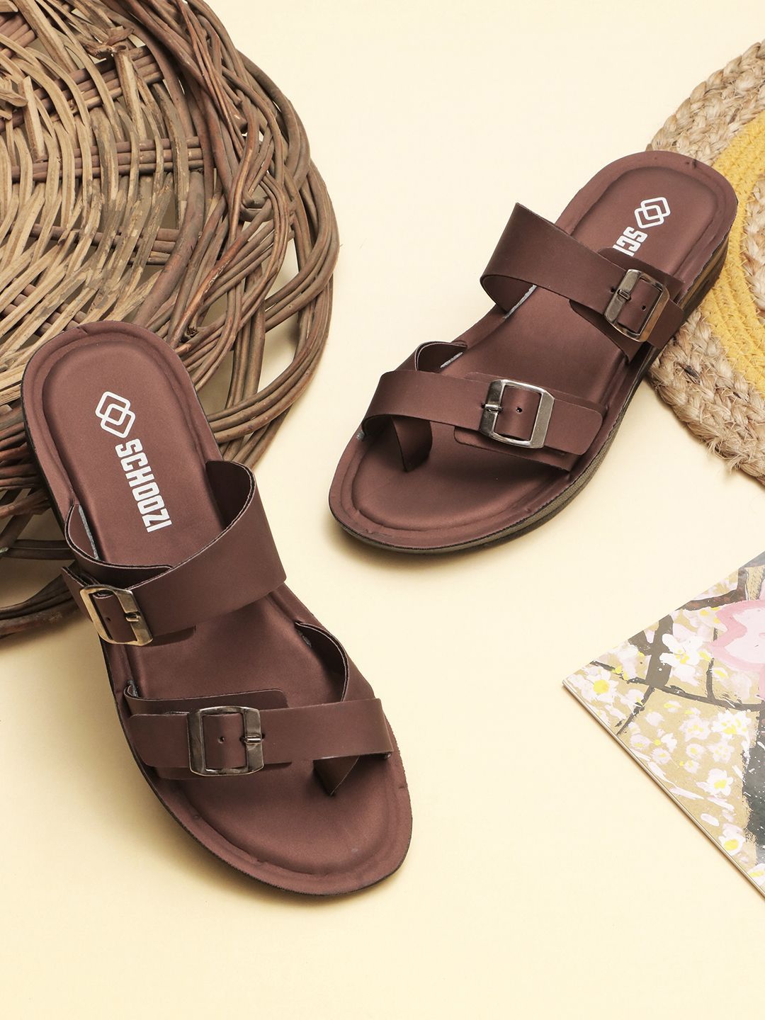 SCHOOZI Women One Toe Flats with Buckle-picture-21