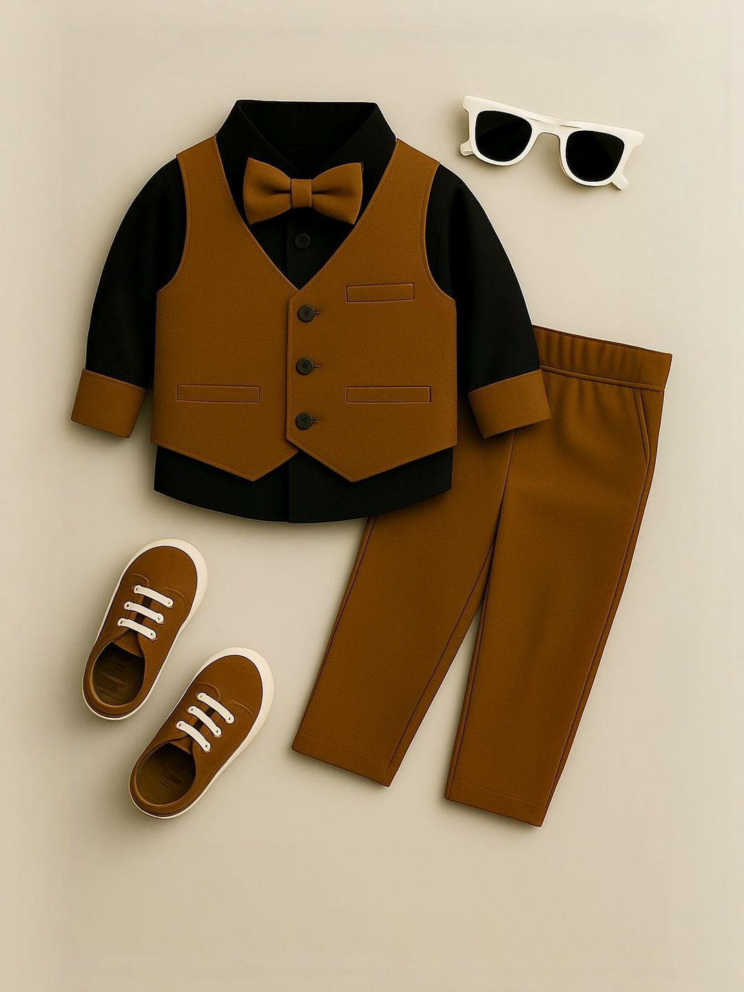 STINITY Boys Pure Cotton Brown Party Wear Suit Set-picture-47