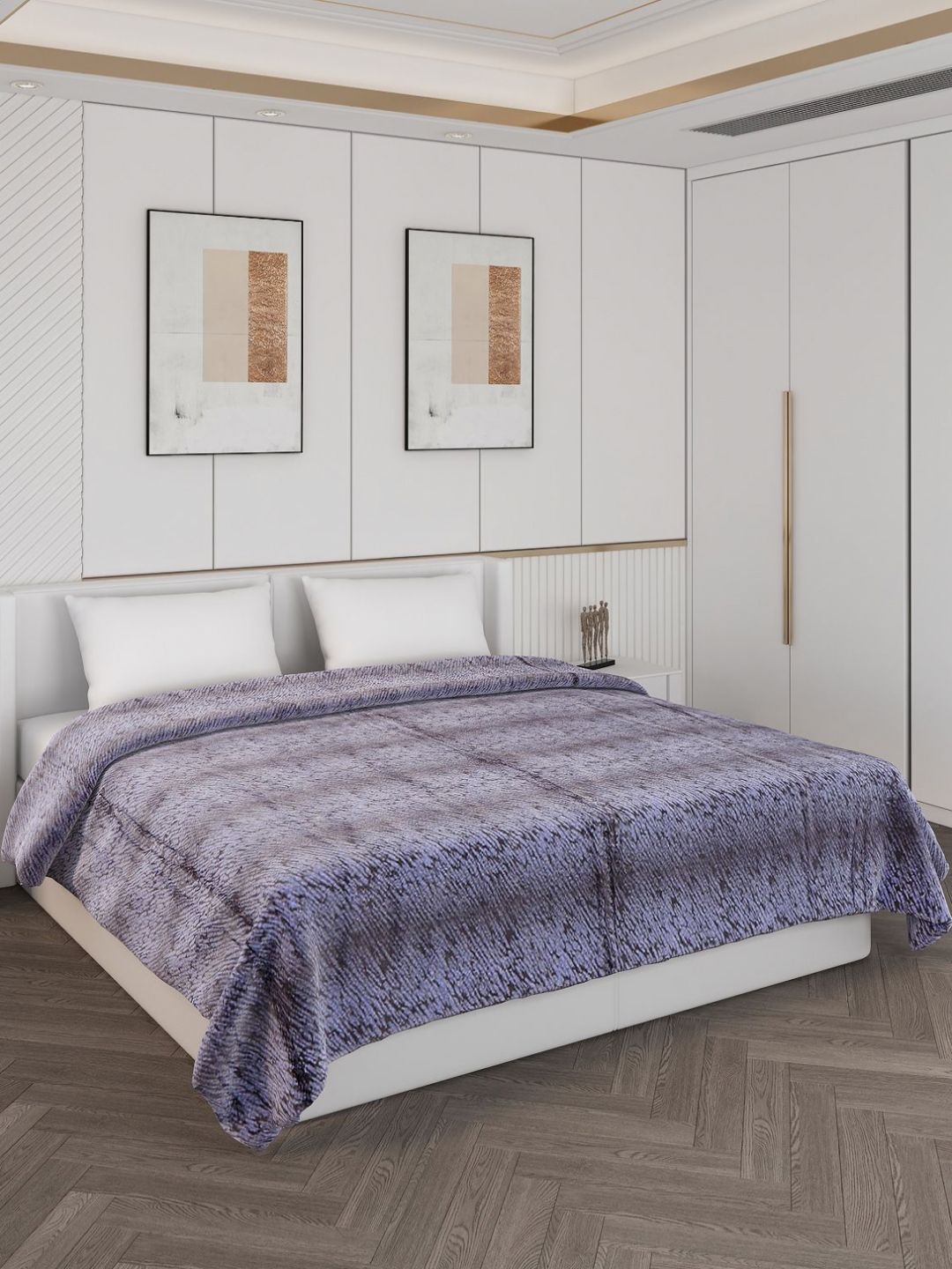 Monte Carlo Grey & White Printed 850 GSM Heavy Winter Double Bed Blanket-picture-20