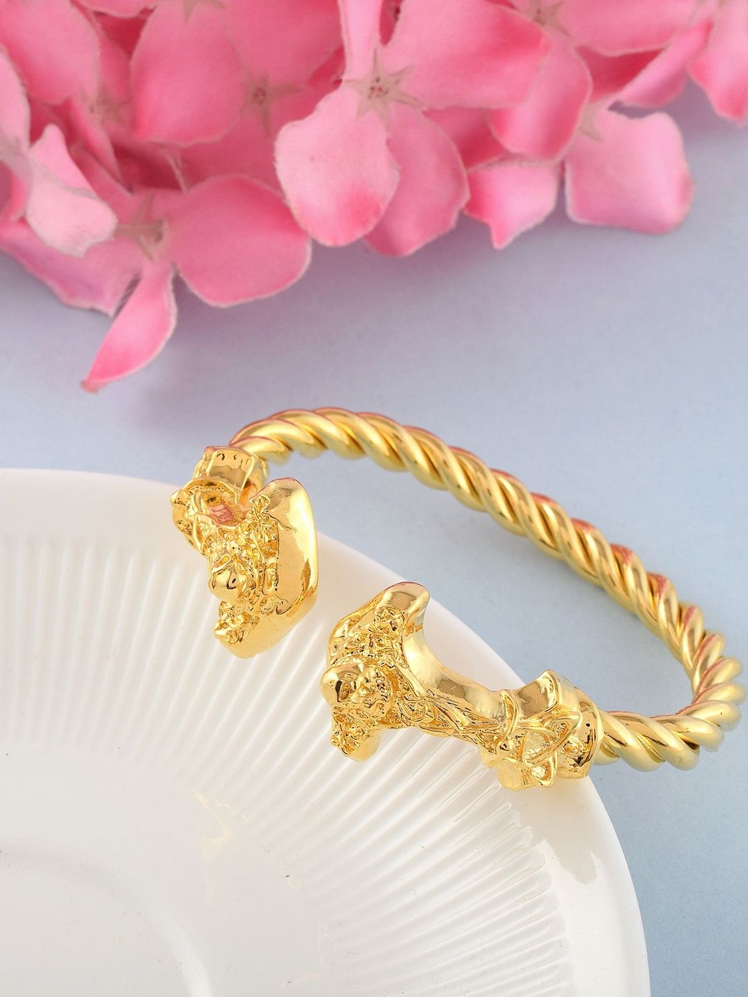 MEMOIR Unisex Brass Antique Gold-Plated Cuff Bracelet-image-44
