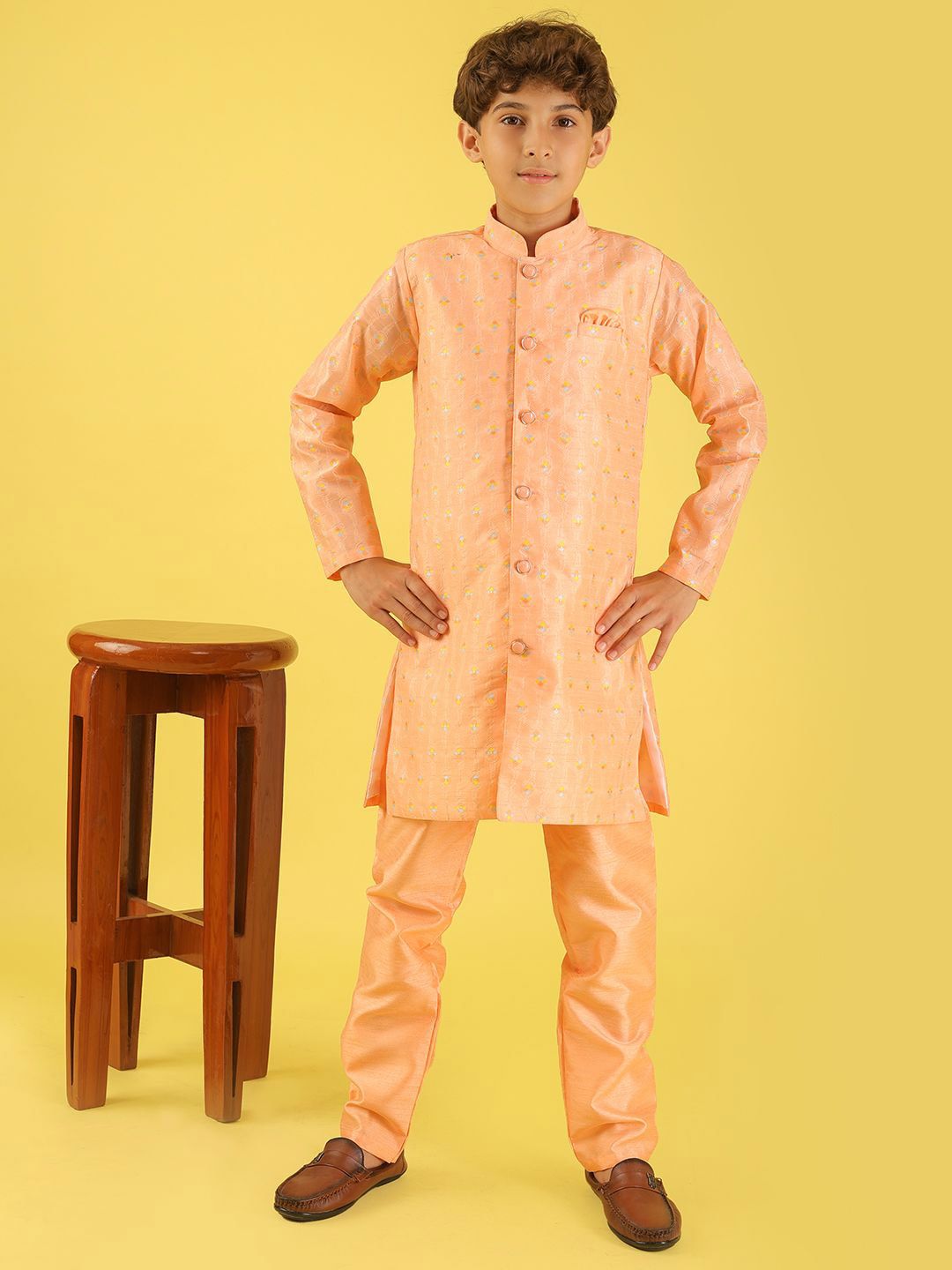 BAESD Boys Printed Sherwani Set-image-36