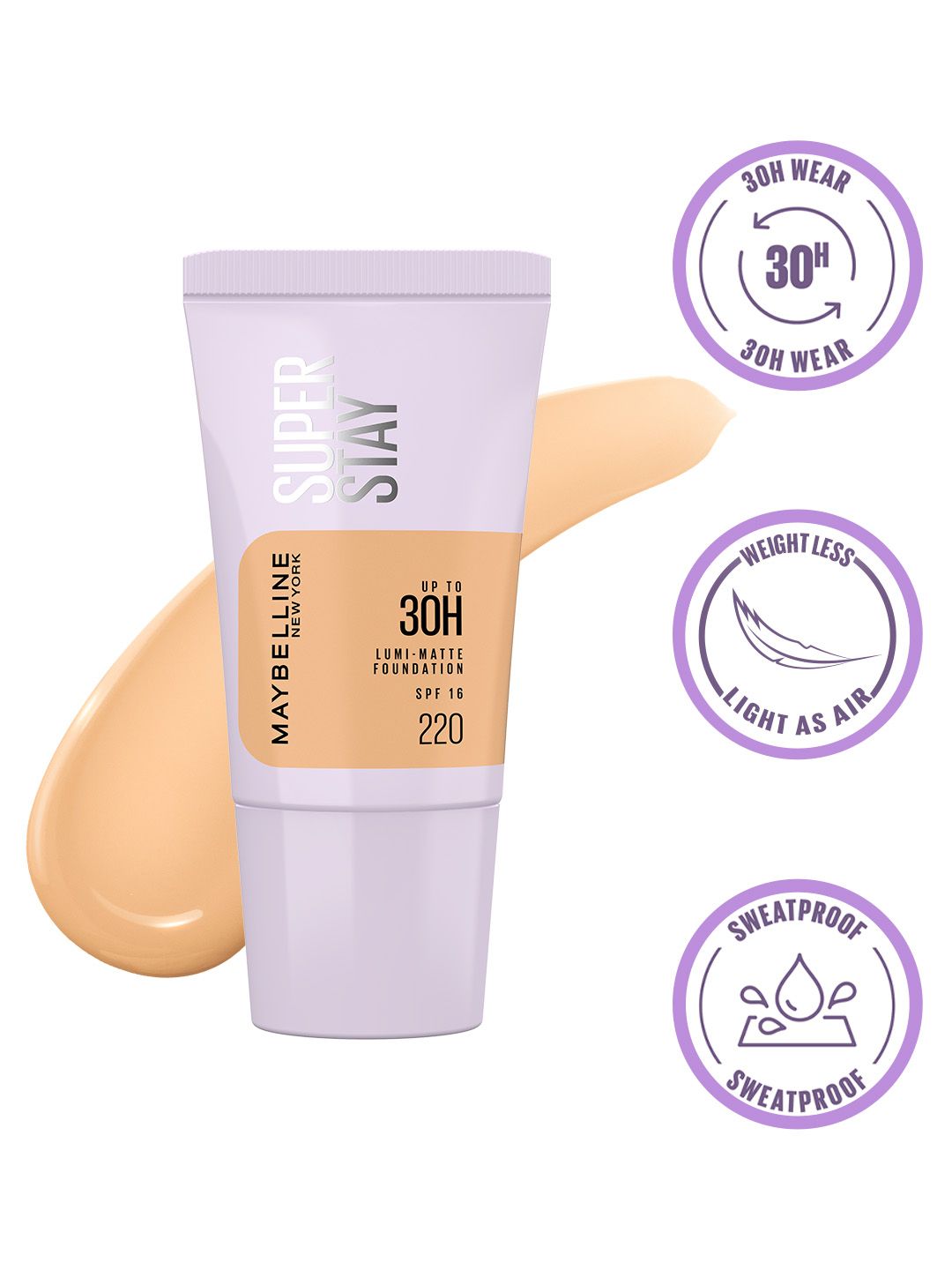 Maybelline New York Super Stay Lumi Matte SPF 16 Liquid Foundation 18g - 220