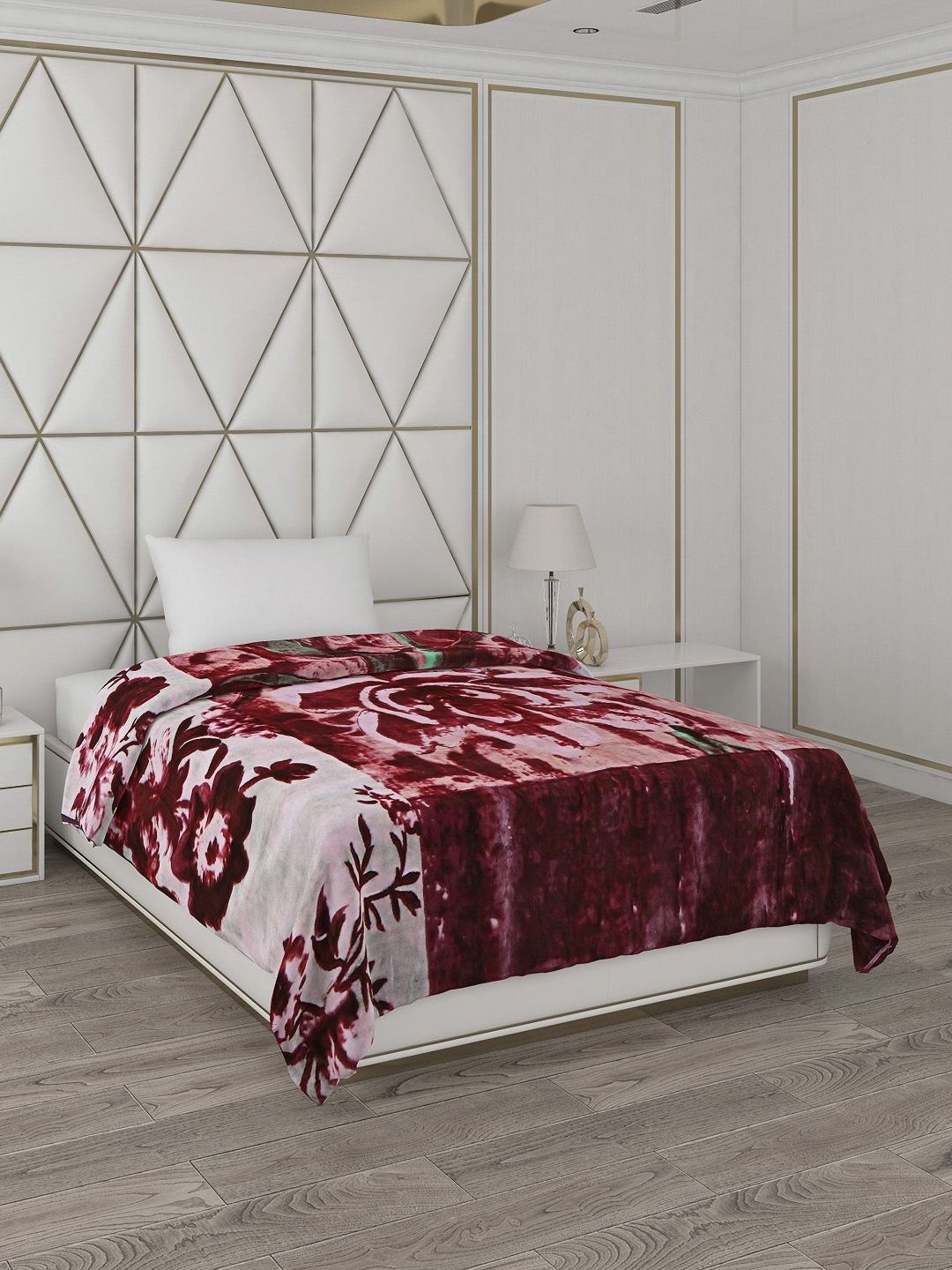 Monte Carlo Brown & White Printed 1000 GSM Heavy Winter Single Bed Blanket-image-15