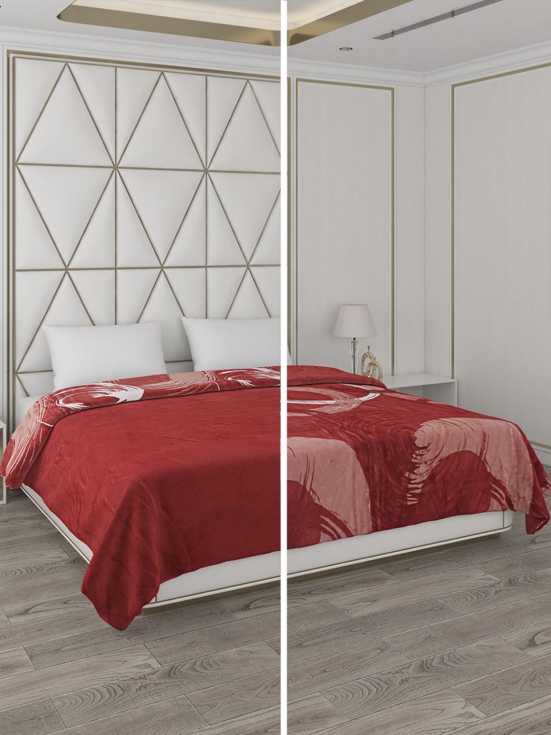 Monte Carlo Red & White Printed 850 GSM Heavy Winter Double Bed Blanket-image-42