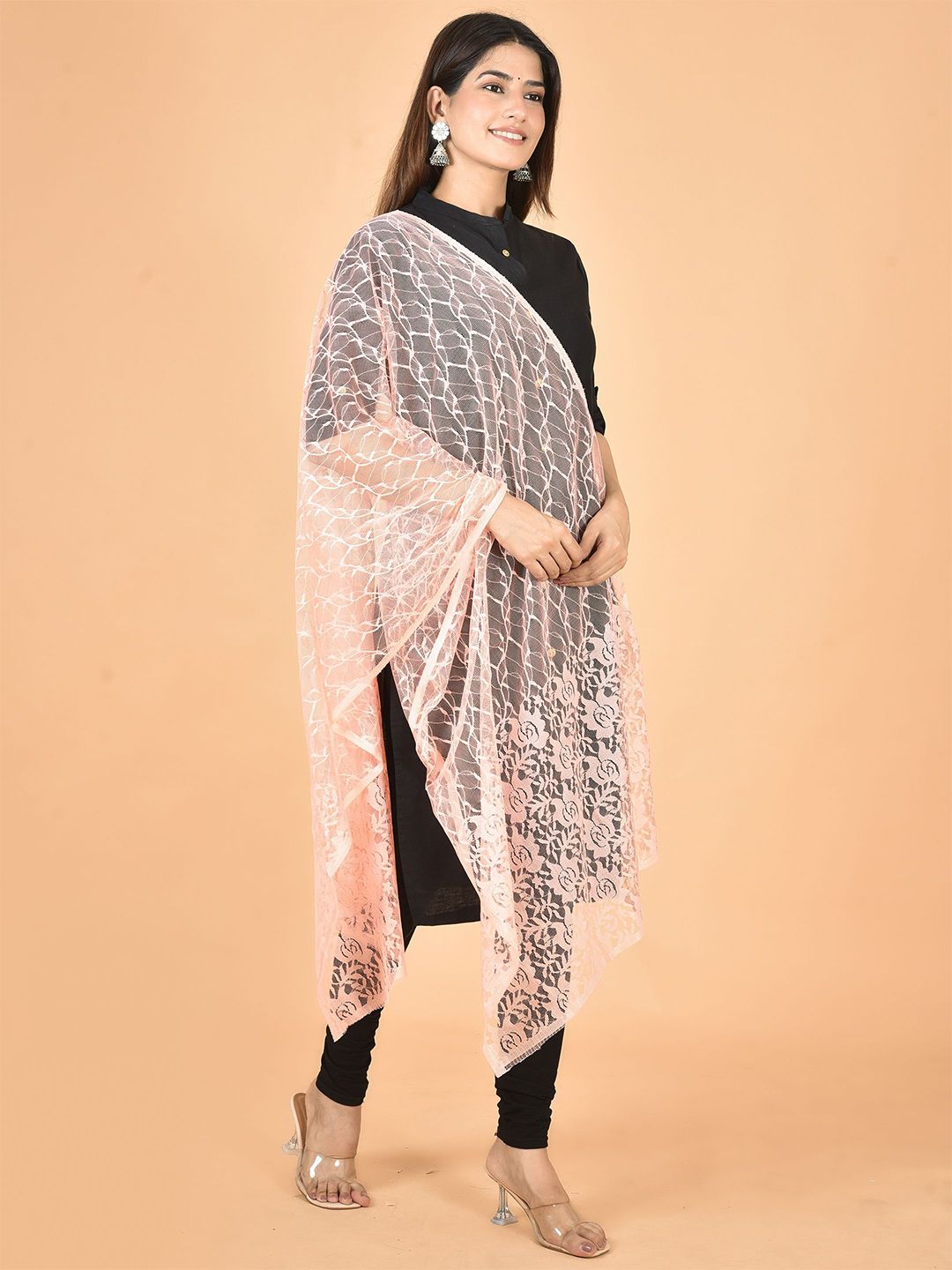 Nakoda Creation Floral Woven Design Net Dupatta-picture-9