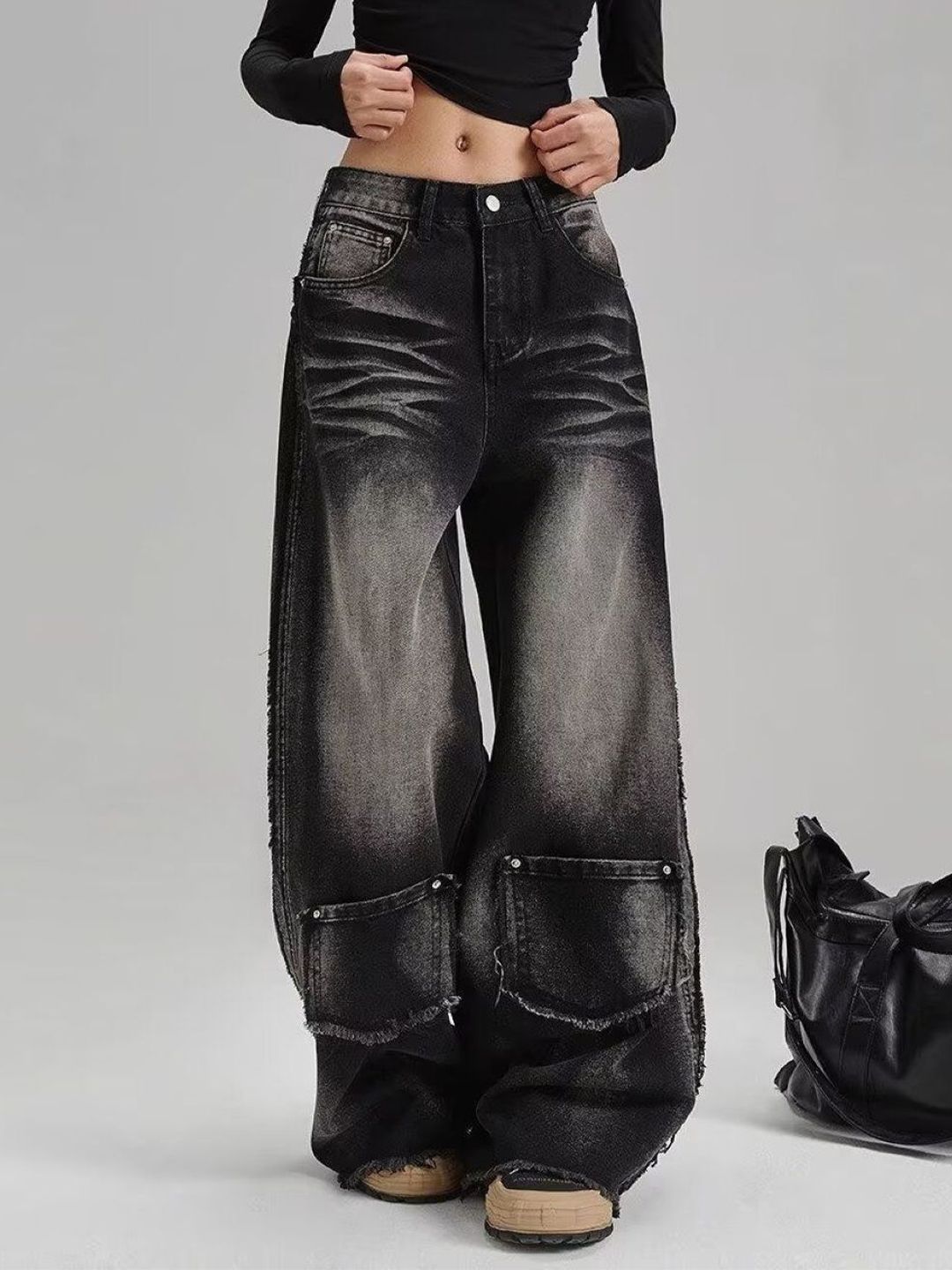 StyleCast Women Baggy Fit Mid-Rise Clean Look Heavy Fade Non Stretchable Cotton Jeans-image-33