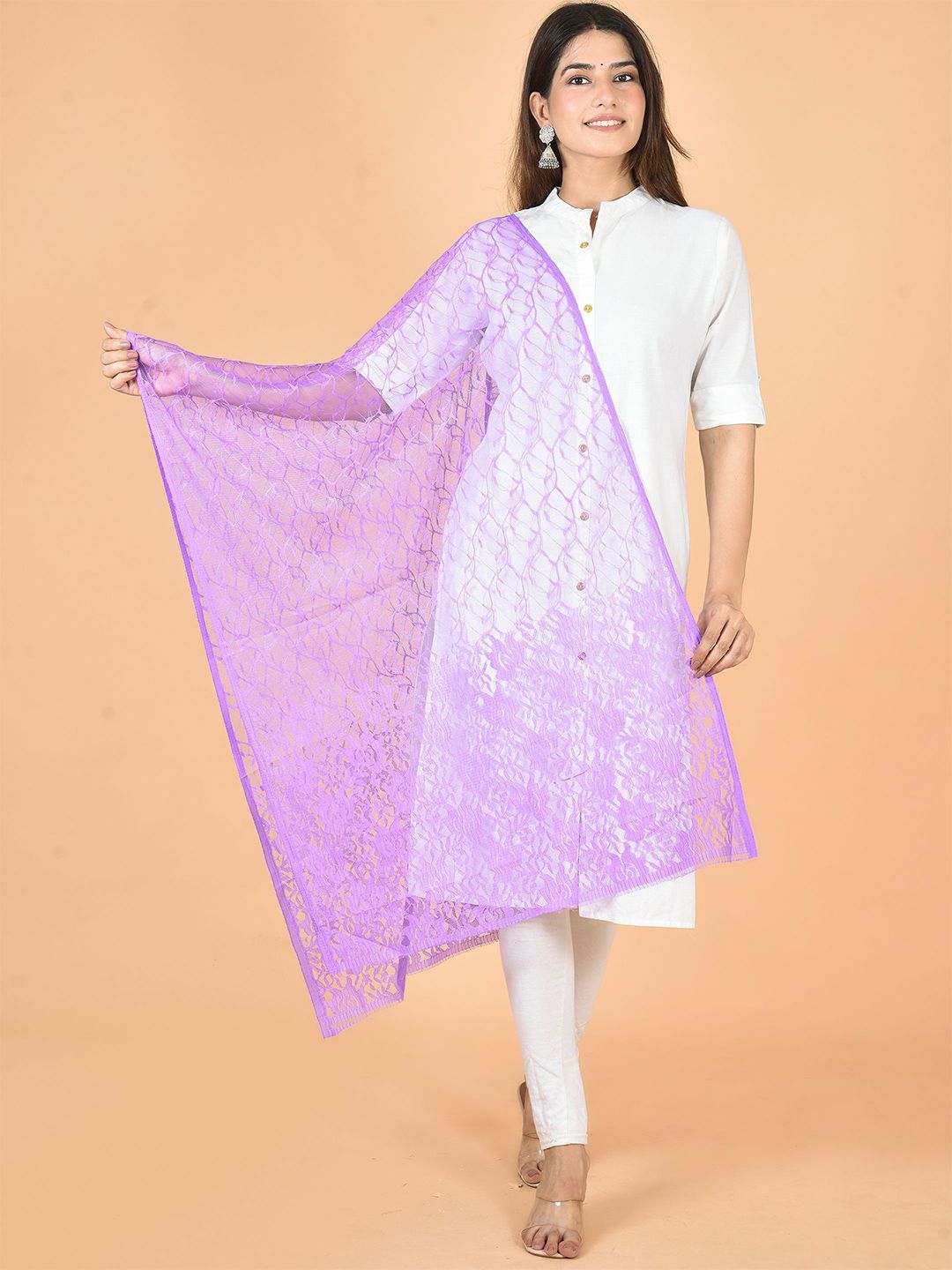 Nakoda Creation Floral Woven Design Net Dupatta-picture-8