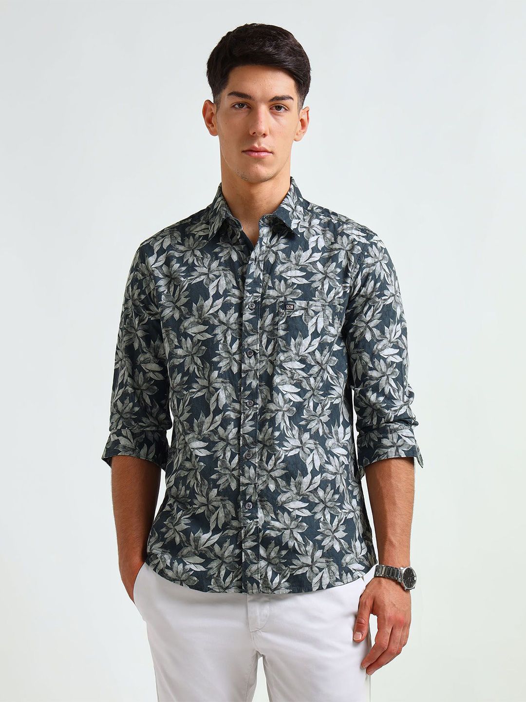 Arrow Sport Floral Printed Spread Collar Long Sleeves Cotton Shirt-image-19