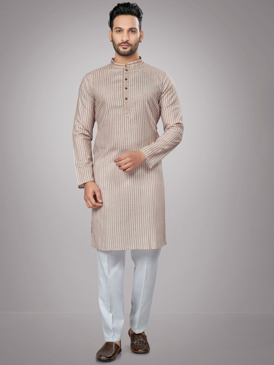 JUGG JUGG JEEYO Men Striped Kurta with Pyjamas-picture-11