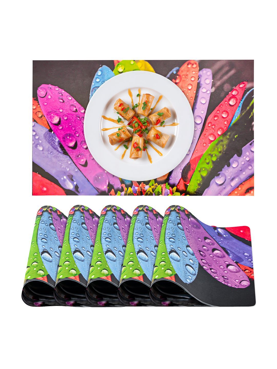 Kuber Industries Purple & Green 6 Pieces Printed Reusable Reversible Table Placemats-picture-17