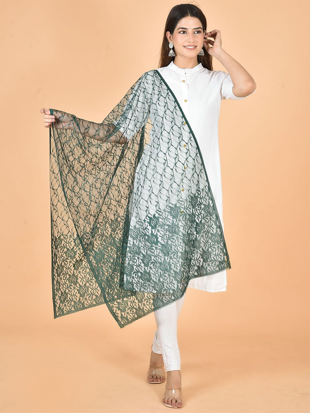 Nakoda Creation Floral Woven Design Net Dupatta-picture-9
