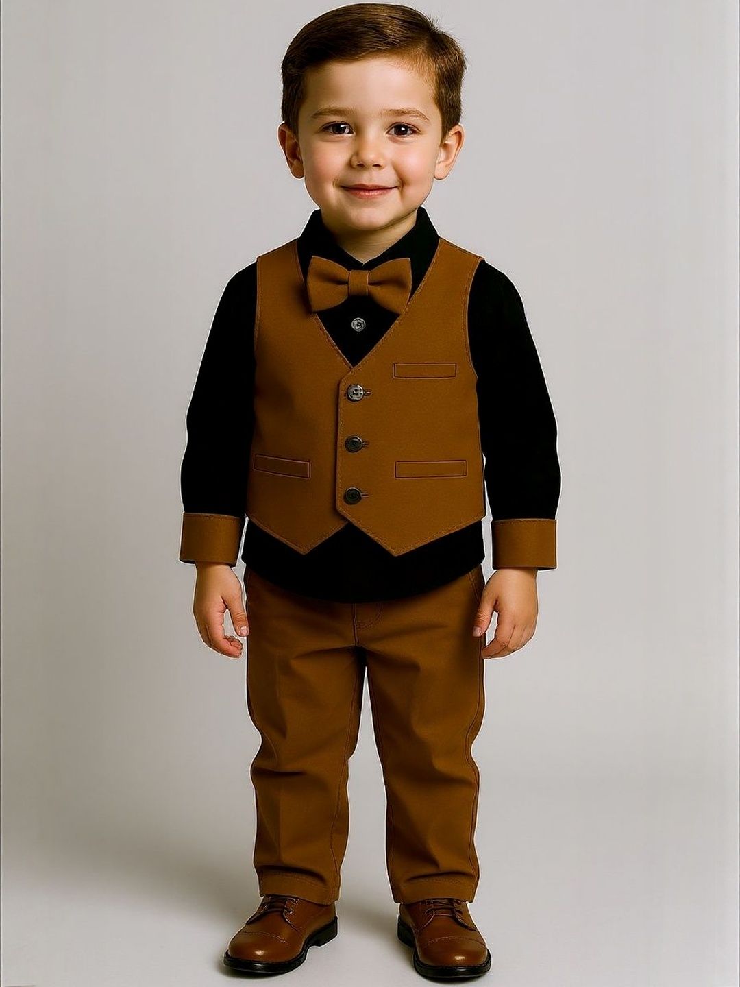 TOGEPI Boys Cotton Brown Shirt with Trousers Clothing Set-picture-18